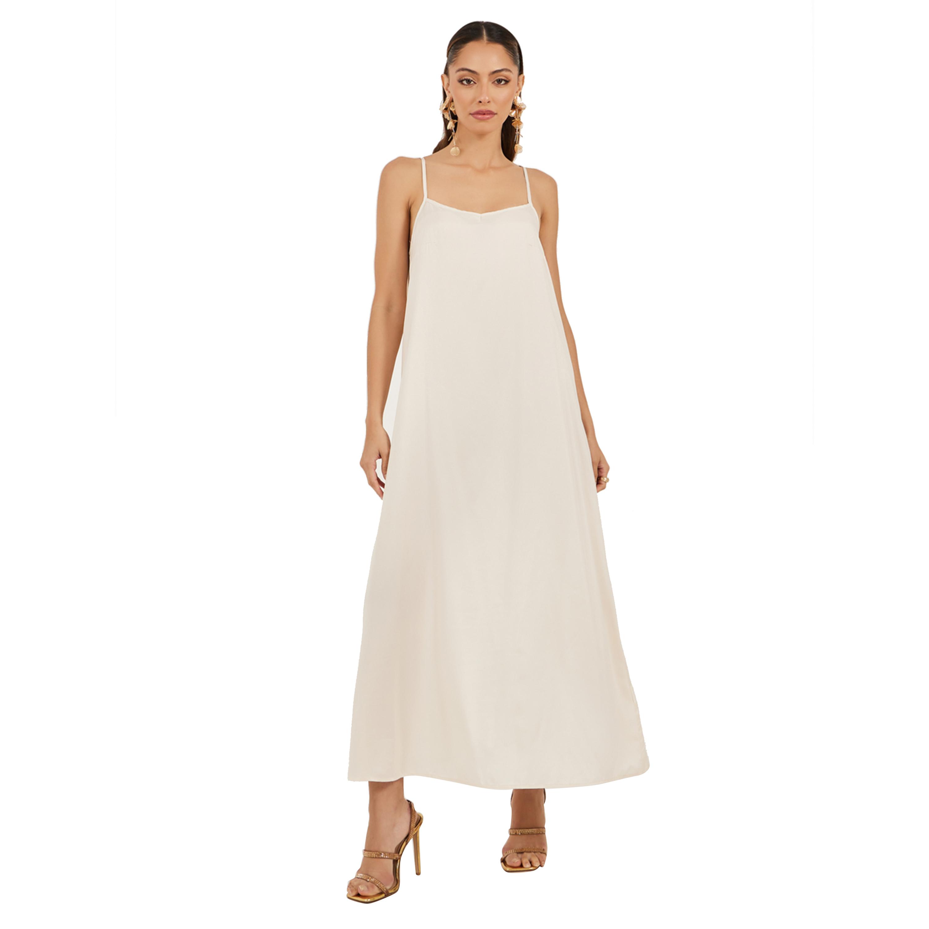 Styli Plain Faux Feather Trim Shift Maxi Dress-women-clothing-dresses-image-5