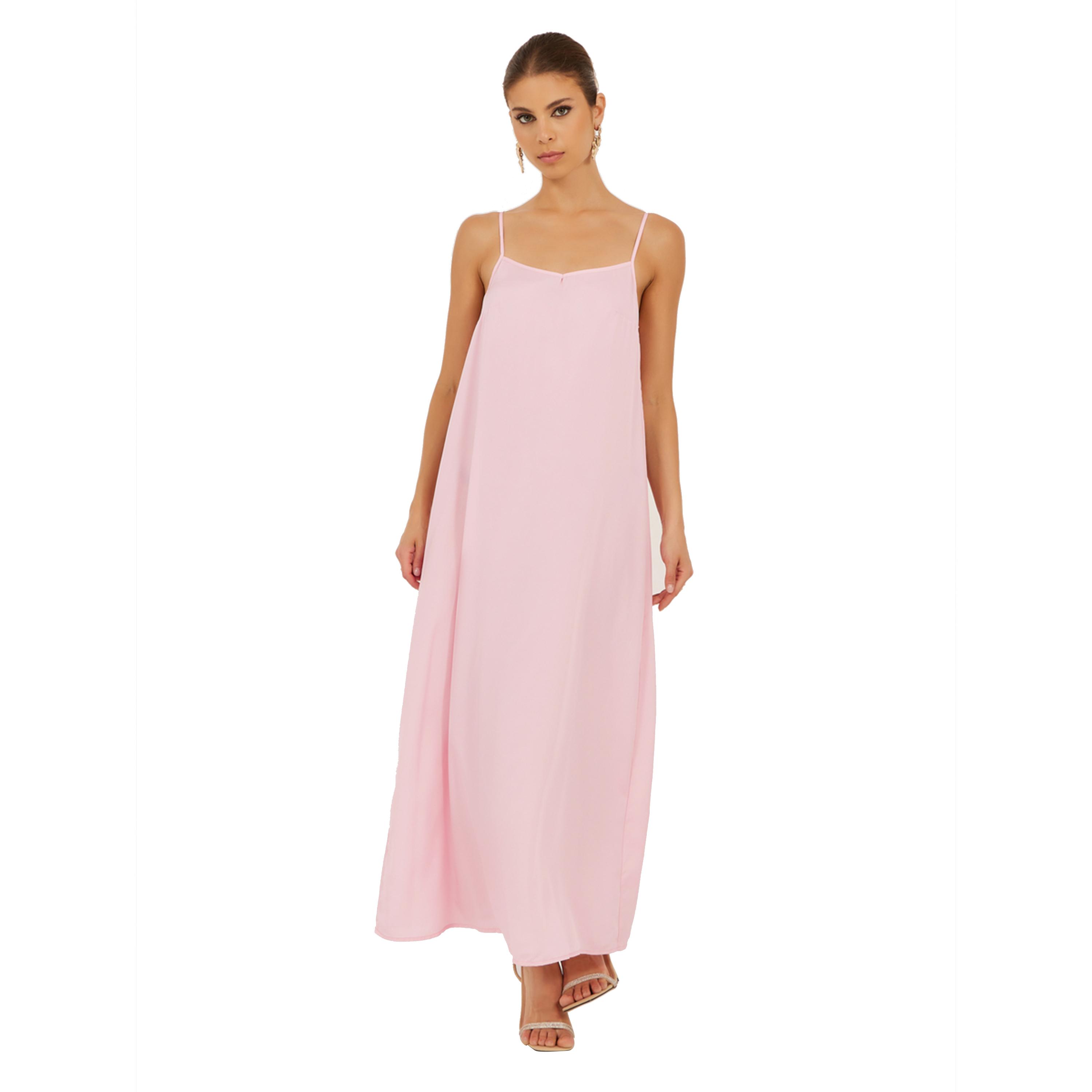Styli Plain Faux Feather Trim Shift Maxi Dress-women-clothing-dresses-image-5