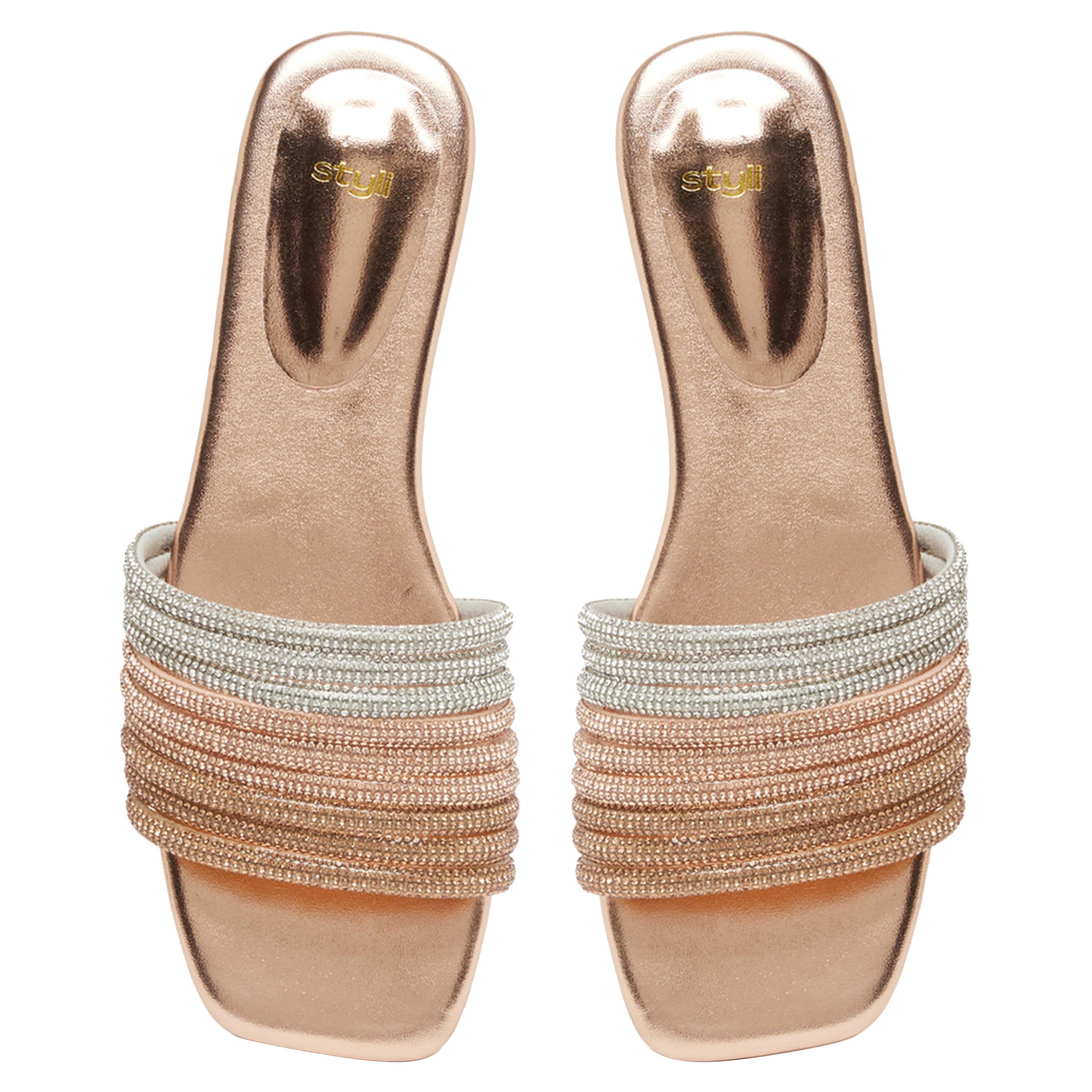 Styli Embellished Multi Strap Flat Sandals-women-shoes-sandals-flats-image-5