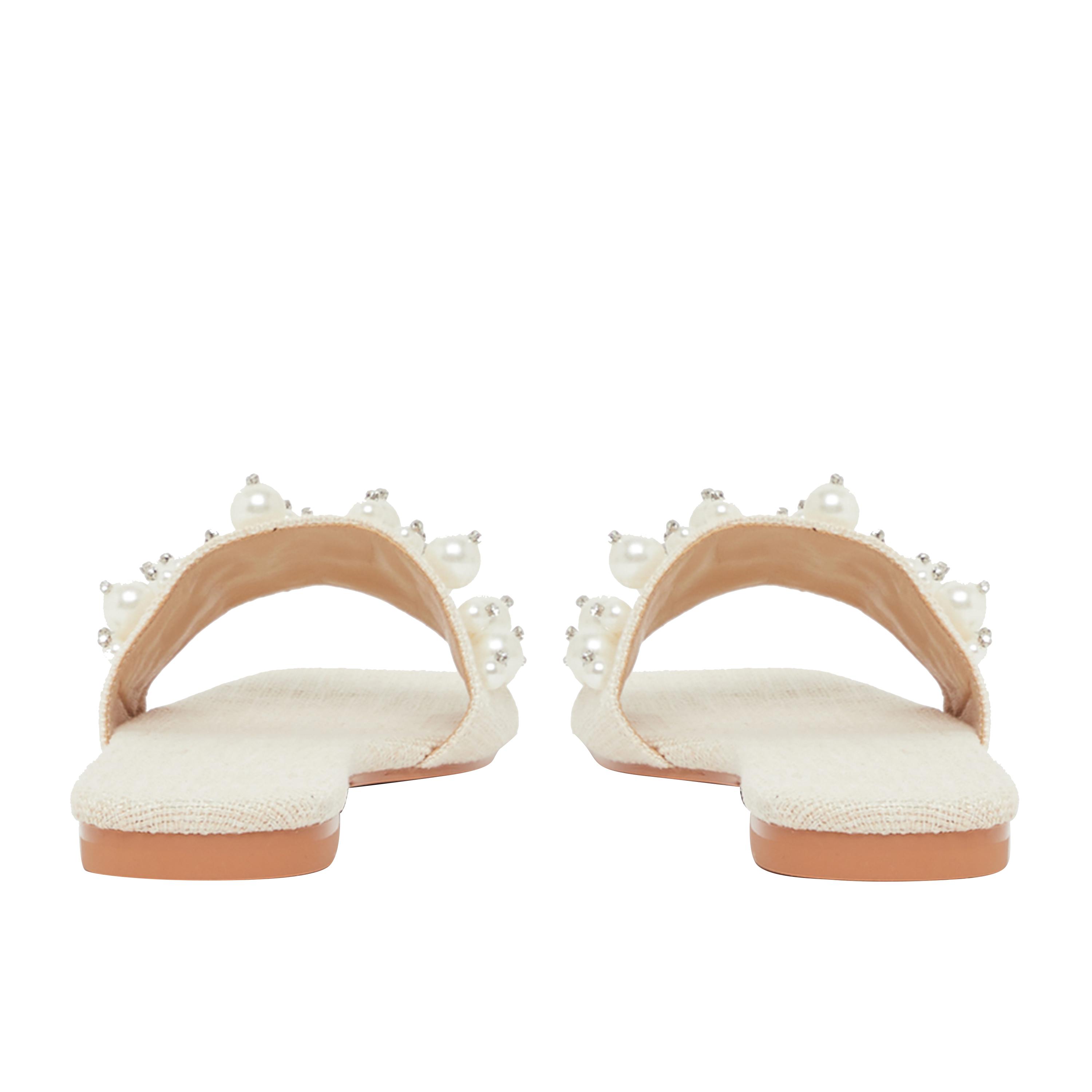 Styli Embellished Faux Pearl Flat Sandals-women-shoes-sandals-flats-image-4