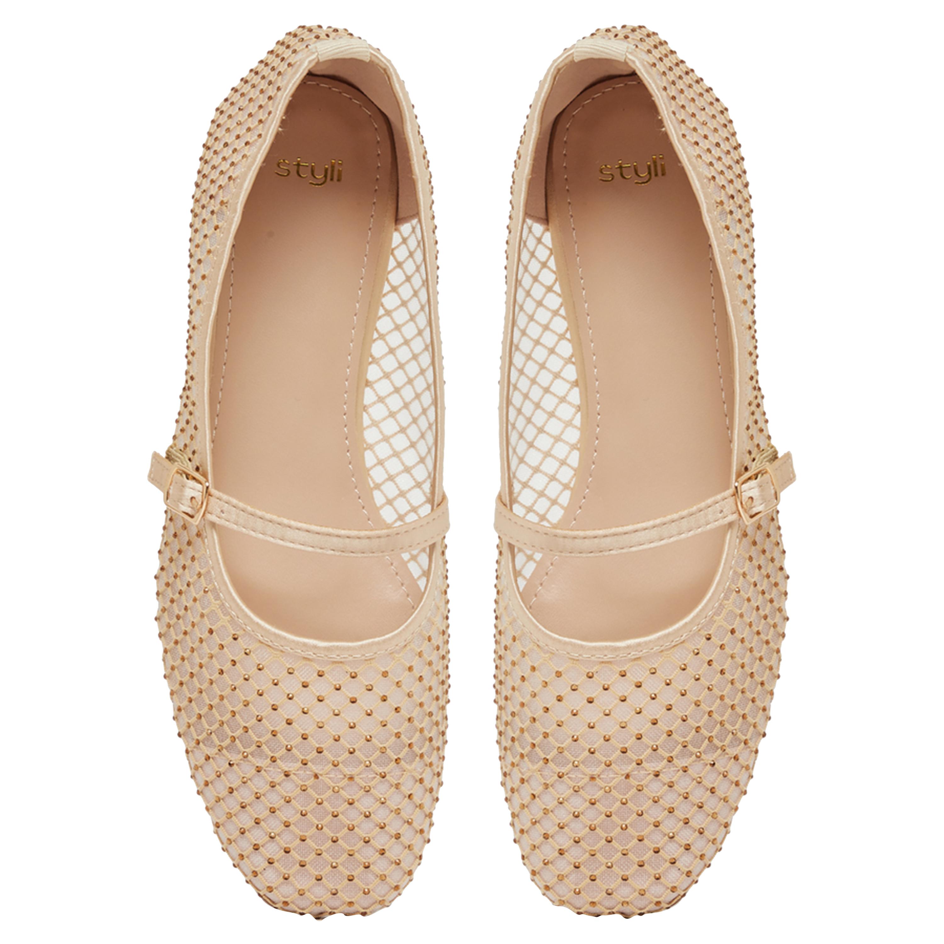 Styli Textured Woven Pointed Toe Shoes-women-shoes-ballerinas-image-5