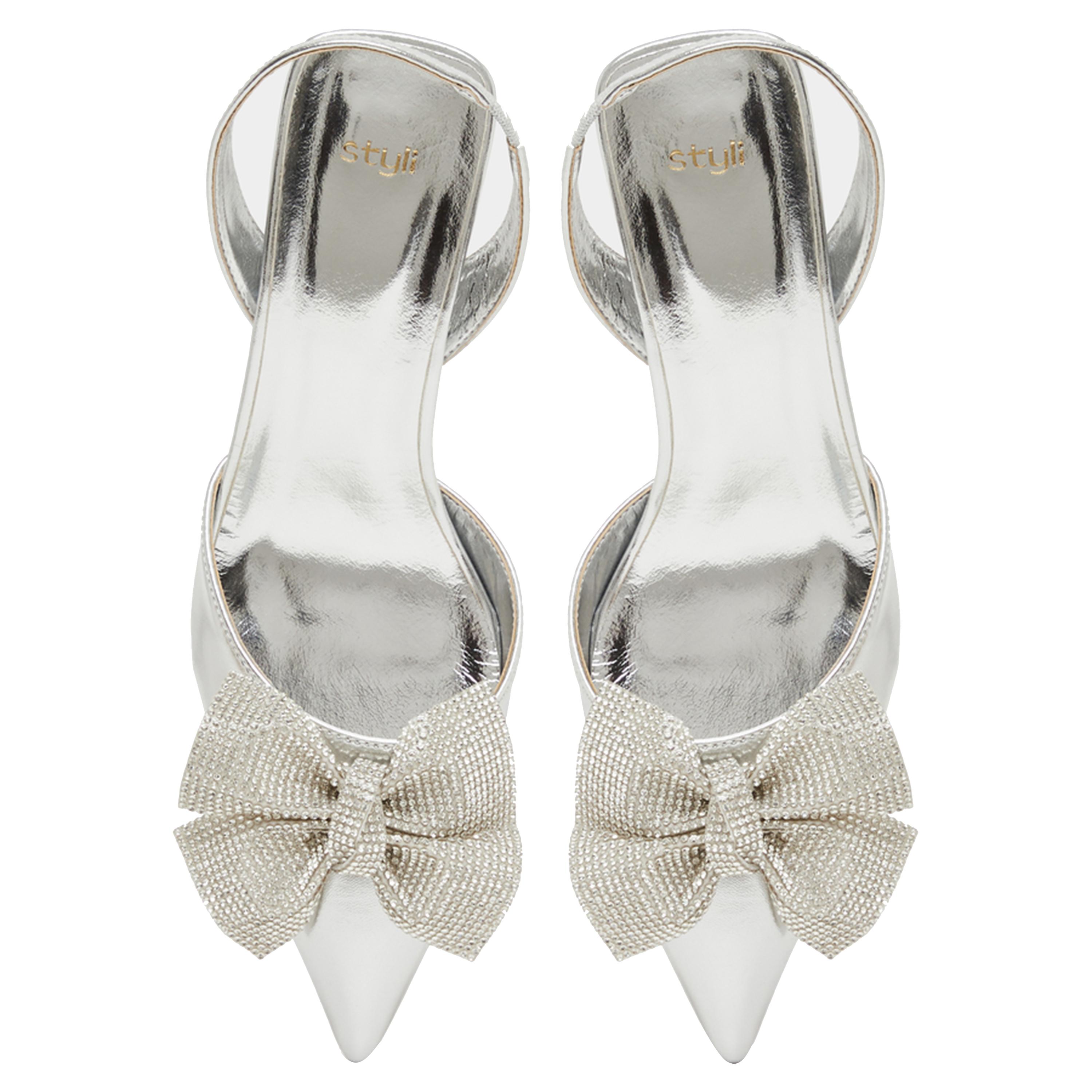 Styli Pointed Toe Ribbon Sling Back Shoes-women-shoes-heels-image-5