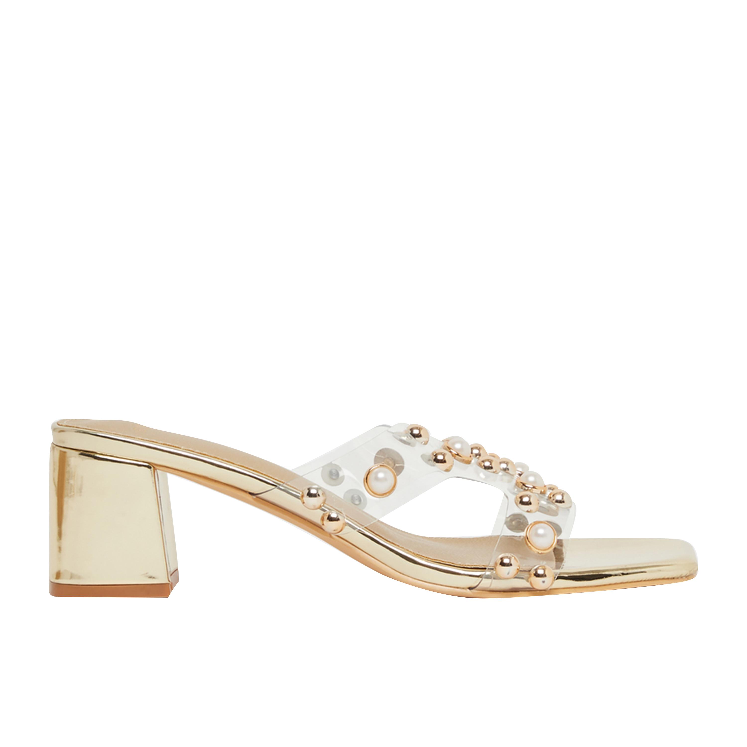 Styli Embellished Pearl Block Heel Sandals-women-shoes-heels-image-1