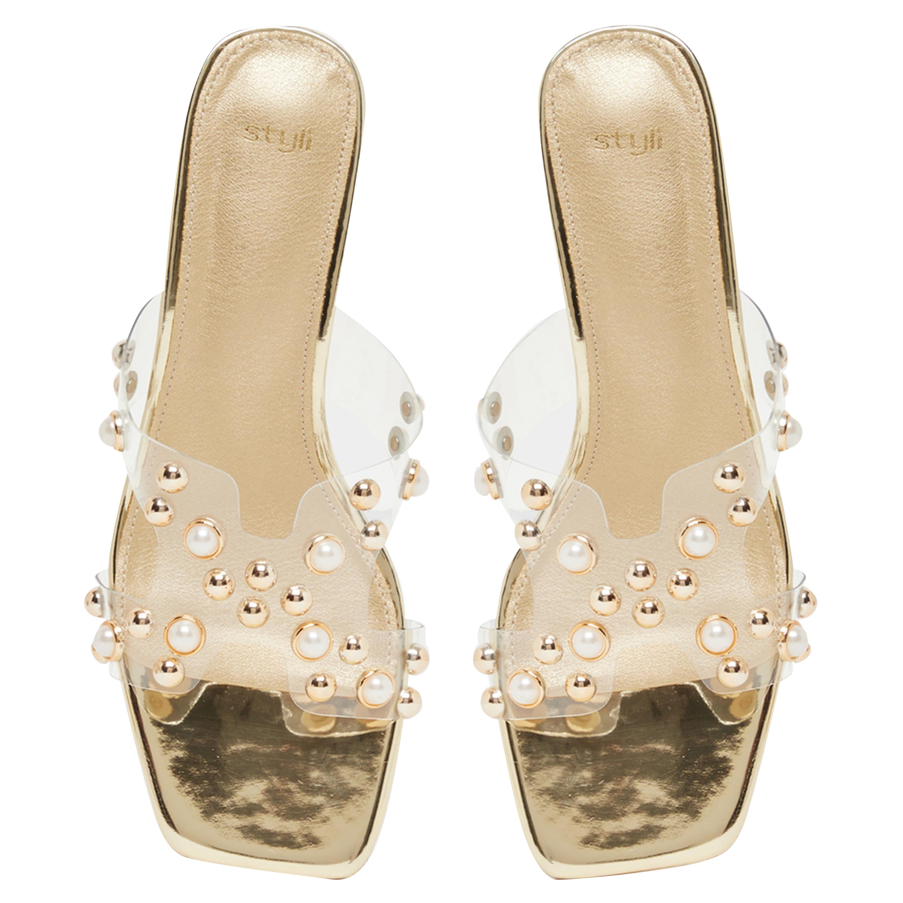 Styli Embellished Pearl Block Heel Sandals-women-shoes-heels-image-5
