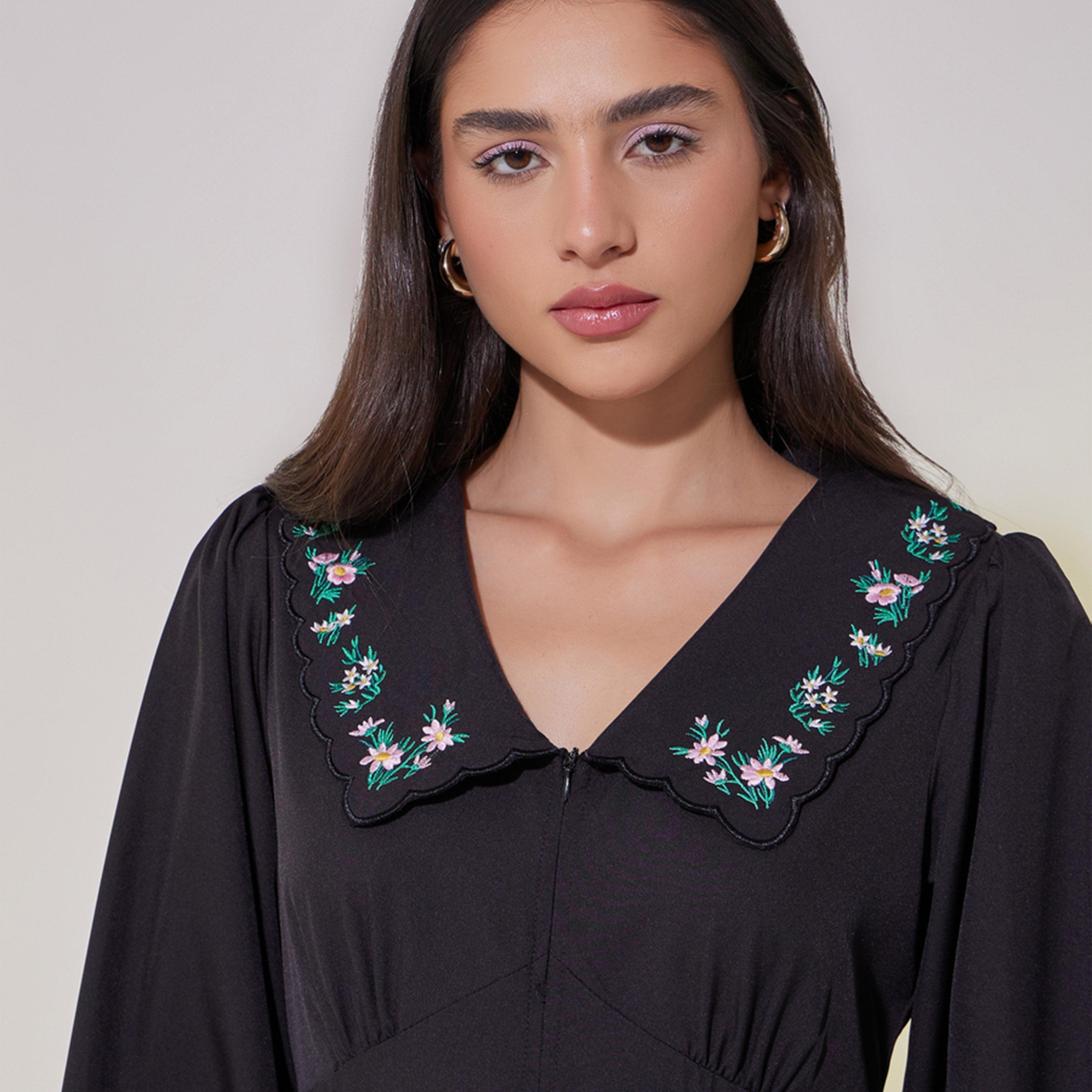 Take Two Embroidered Long Sleeve Maxi Dress with Corset Detail-women-clothing-dresses-image-5