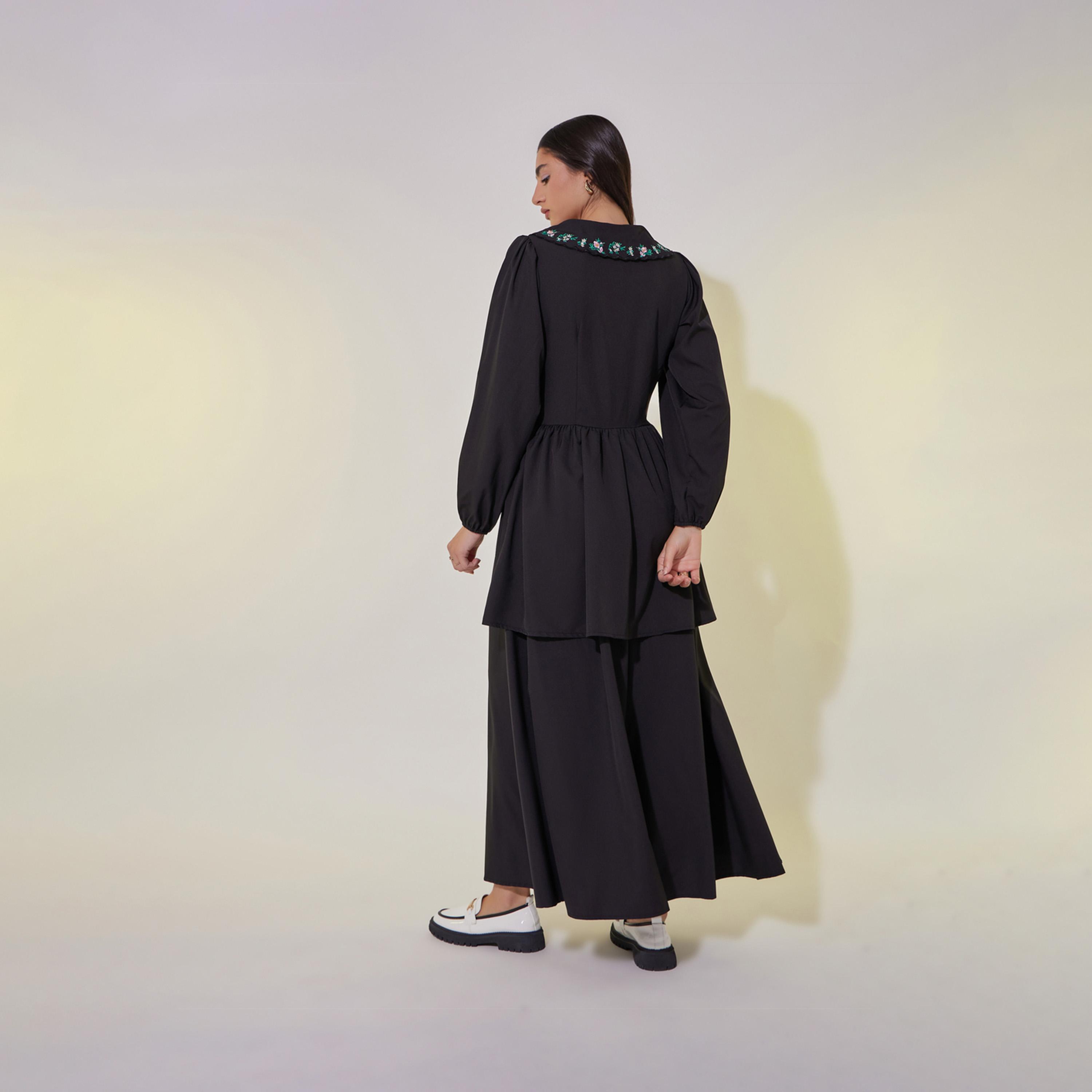 Take Two Embroidered Long Sleeve Maxi Dress with Corset Detail-women-clothing-dresses-image-6