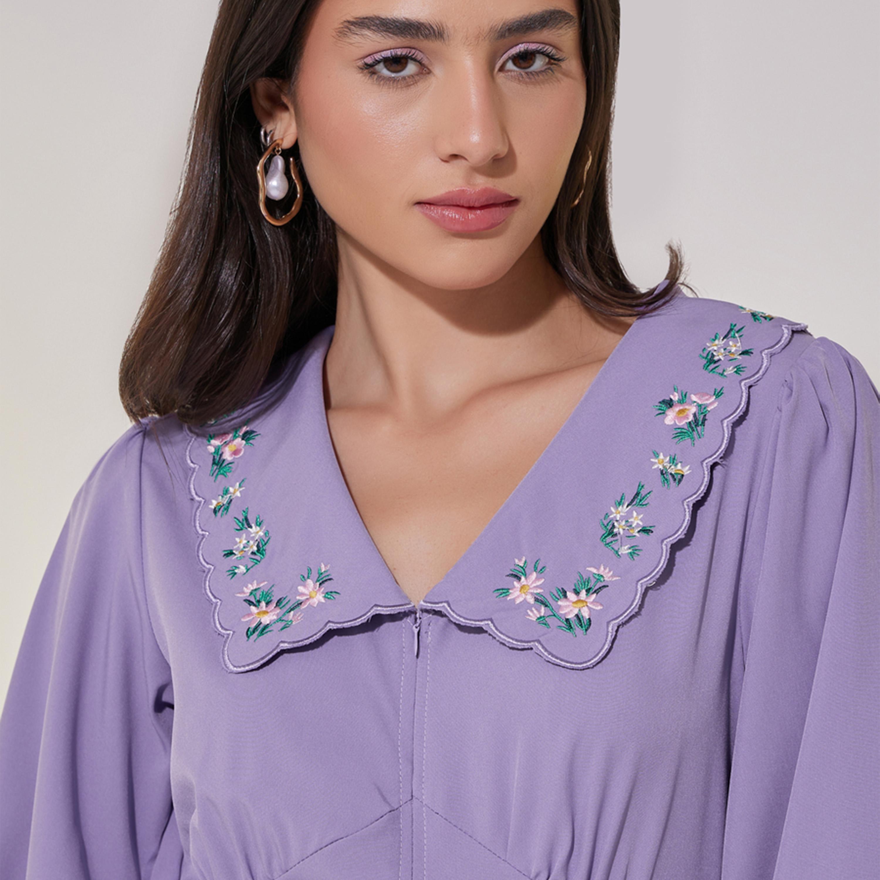 Take Two Embroidered Long Sleeve Maxi Dress with Corset Detail-women-clothing-dresses-image-4