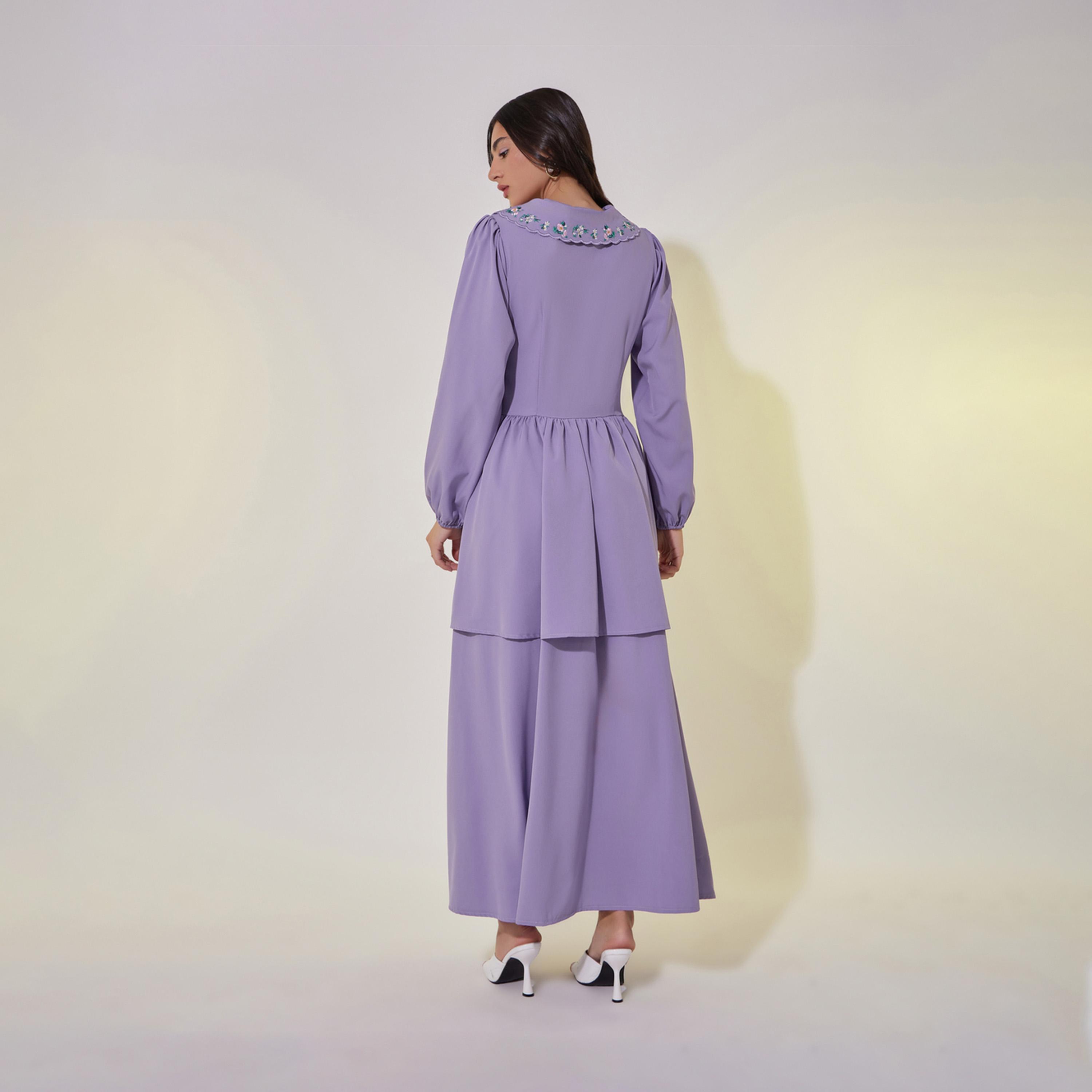 Take Two Embroidered Long Sleeve Maxi Dress with Corset Detail-women-clothing-dresses-image-5