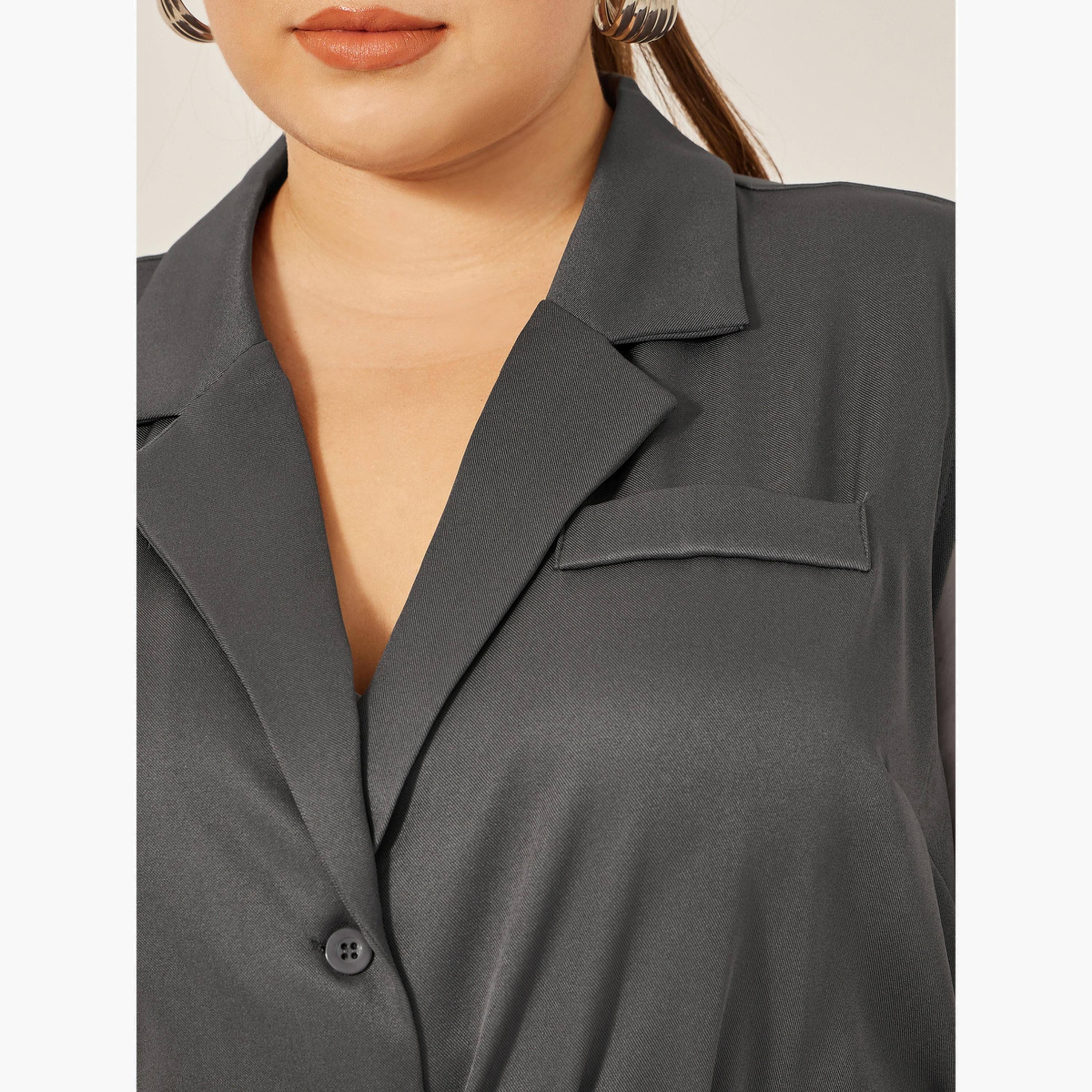 Styli Plus Size Notch Label Collar Waistcoat with Belt Detail-women-clothing-coatsandjackets-waistcoats-image-3