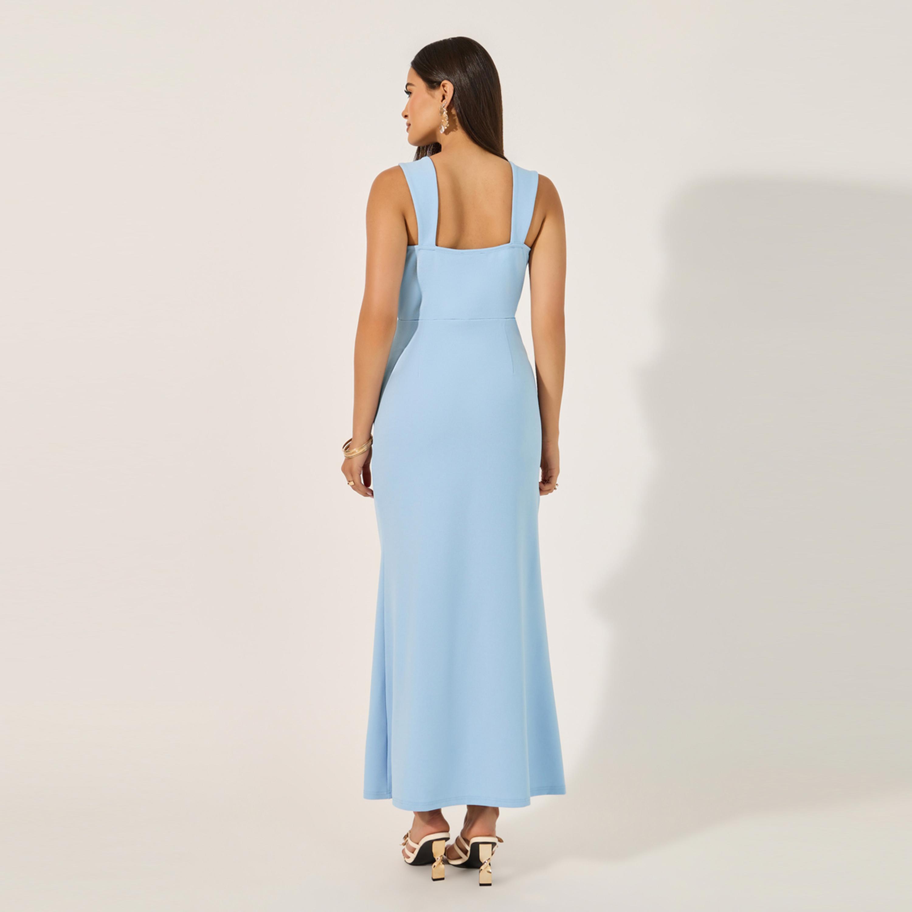 ستايلي - فستان ماكسي سادة بدون أكمام-women-clothing-dresses-image-5