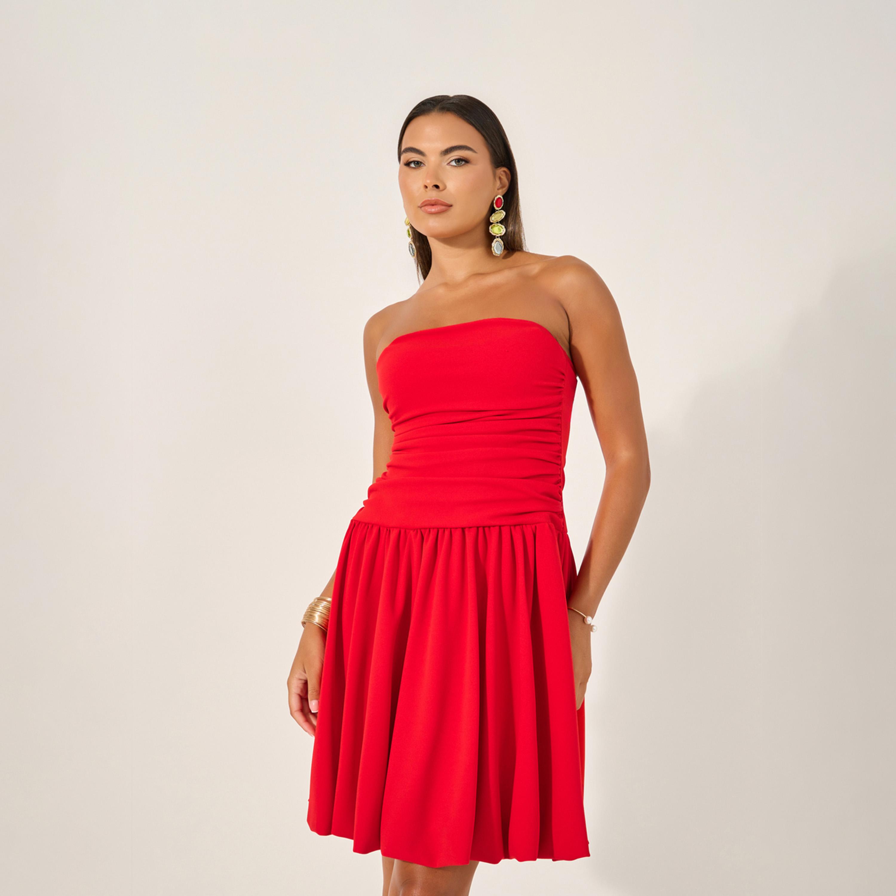 ستايلي - فستان بدون أكمام وحمالات بقصة A وطول الركبة-women-clothing-dresses-image-1