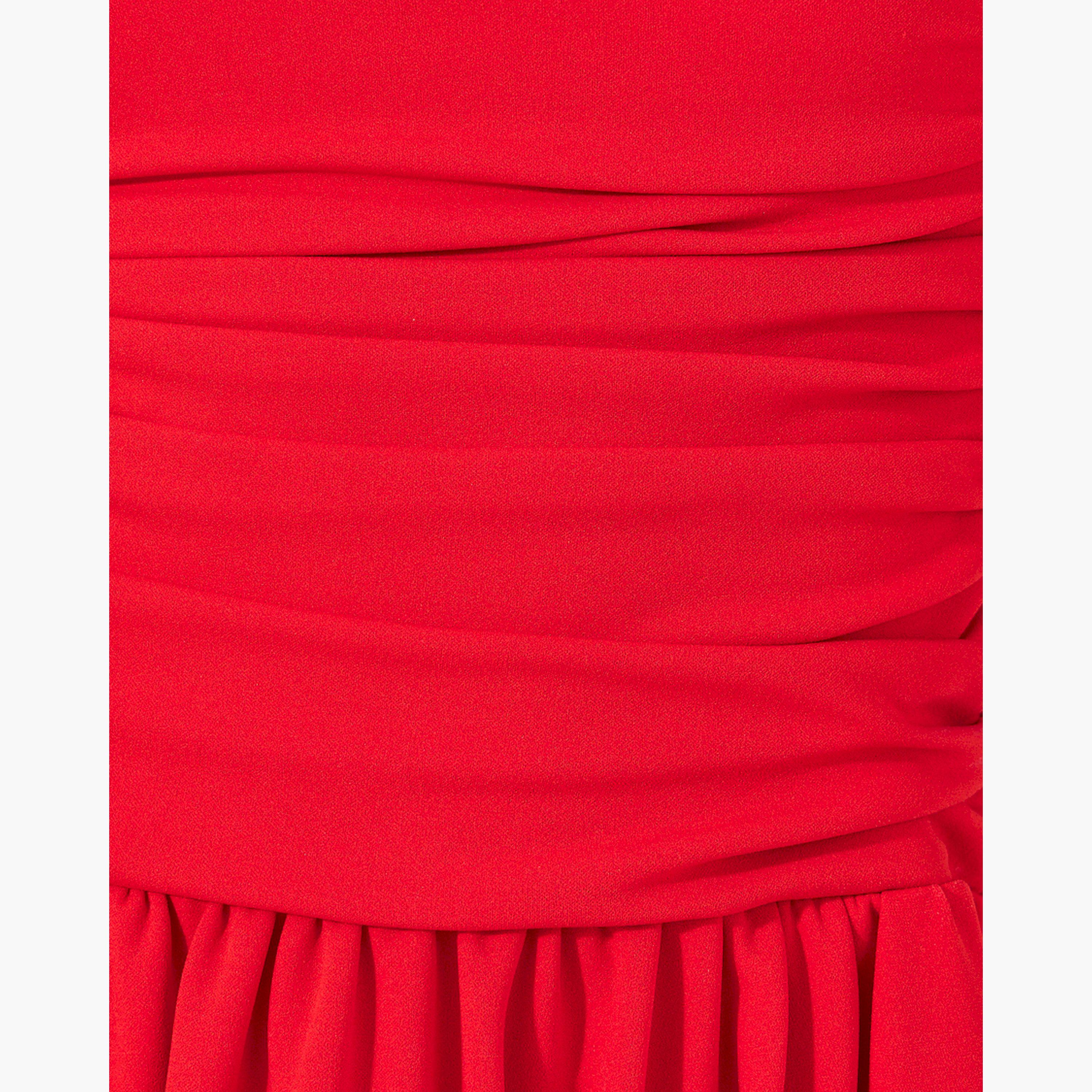 Styli Plain Ruched Strapless A-Line Knee-Length Dress-women-clothing-dresses-image-4