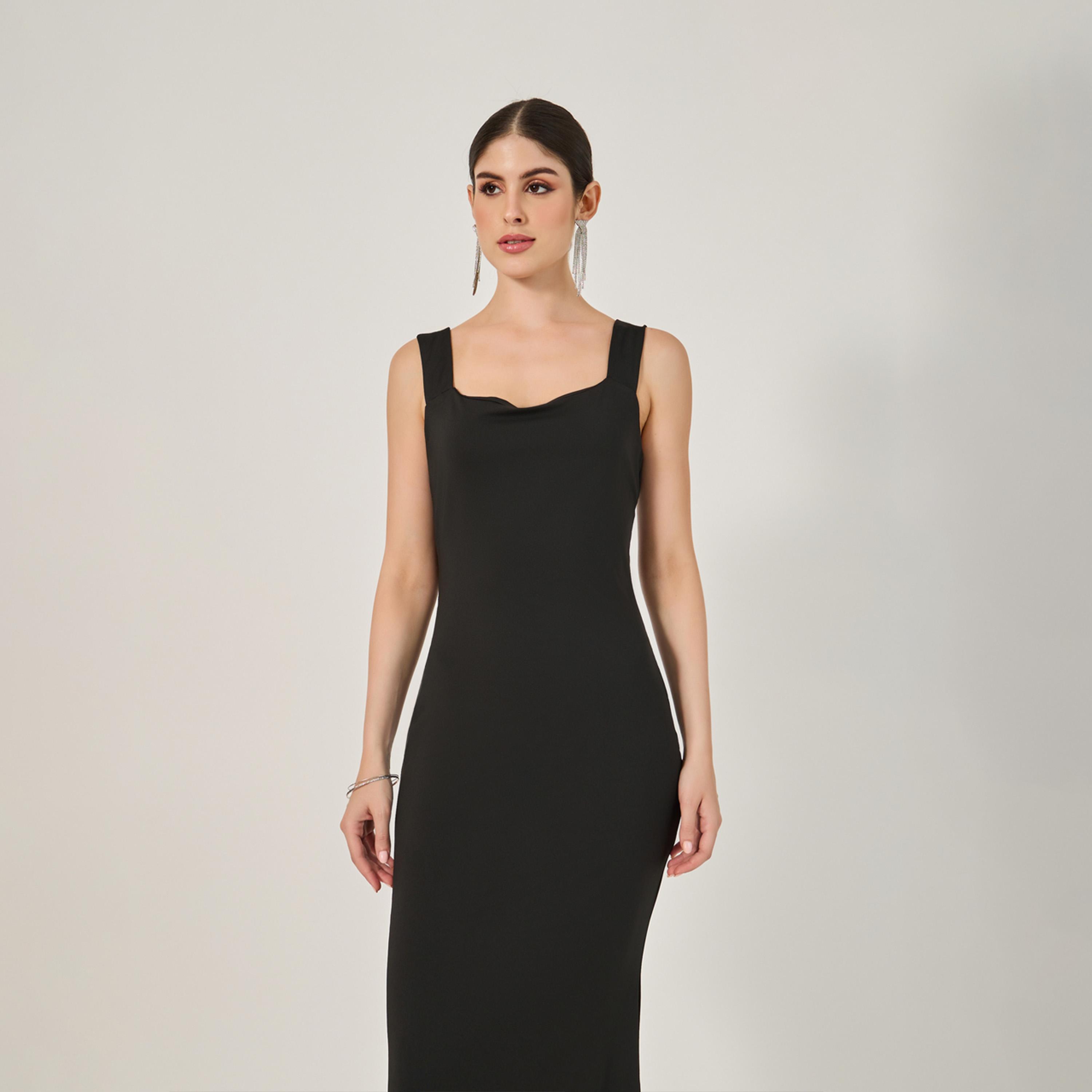ستايلي - فستان ماكسي بتصميم حورية البحر بدون أكمام مع تفاصيل فيونكة-women-clothing-dresses-image-3