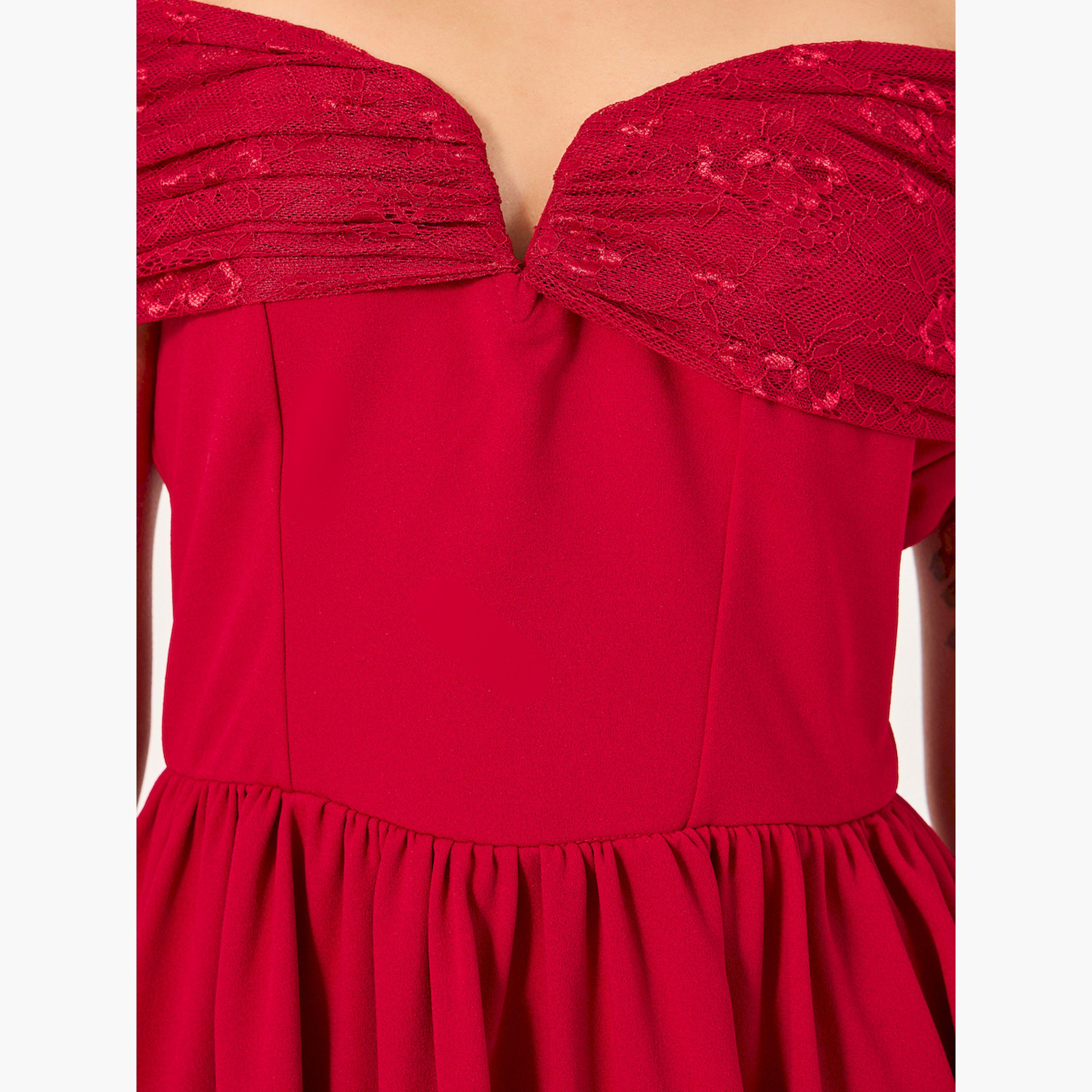 ستايلي - فستان متوسط الطول بفتحة رقبة وقصّة A وأكتاف مكشوفة-women-clothing-dresses-image-4