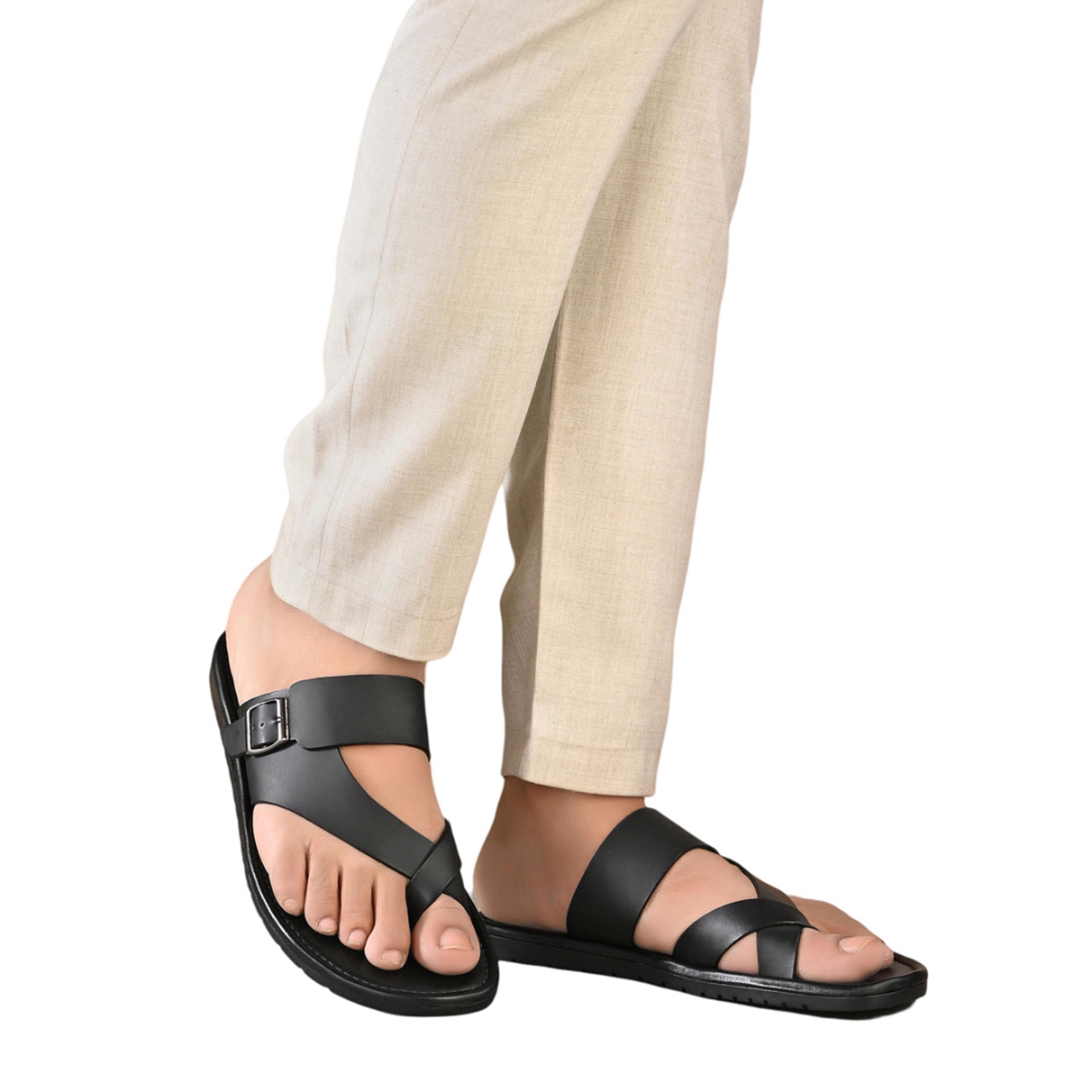 ستايلي - صندل مفتوح من الأمام مع مشبك وشريط رفيع-men-shoes-sandals-image-1