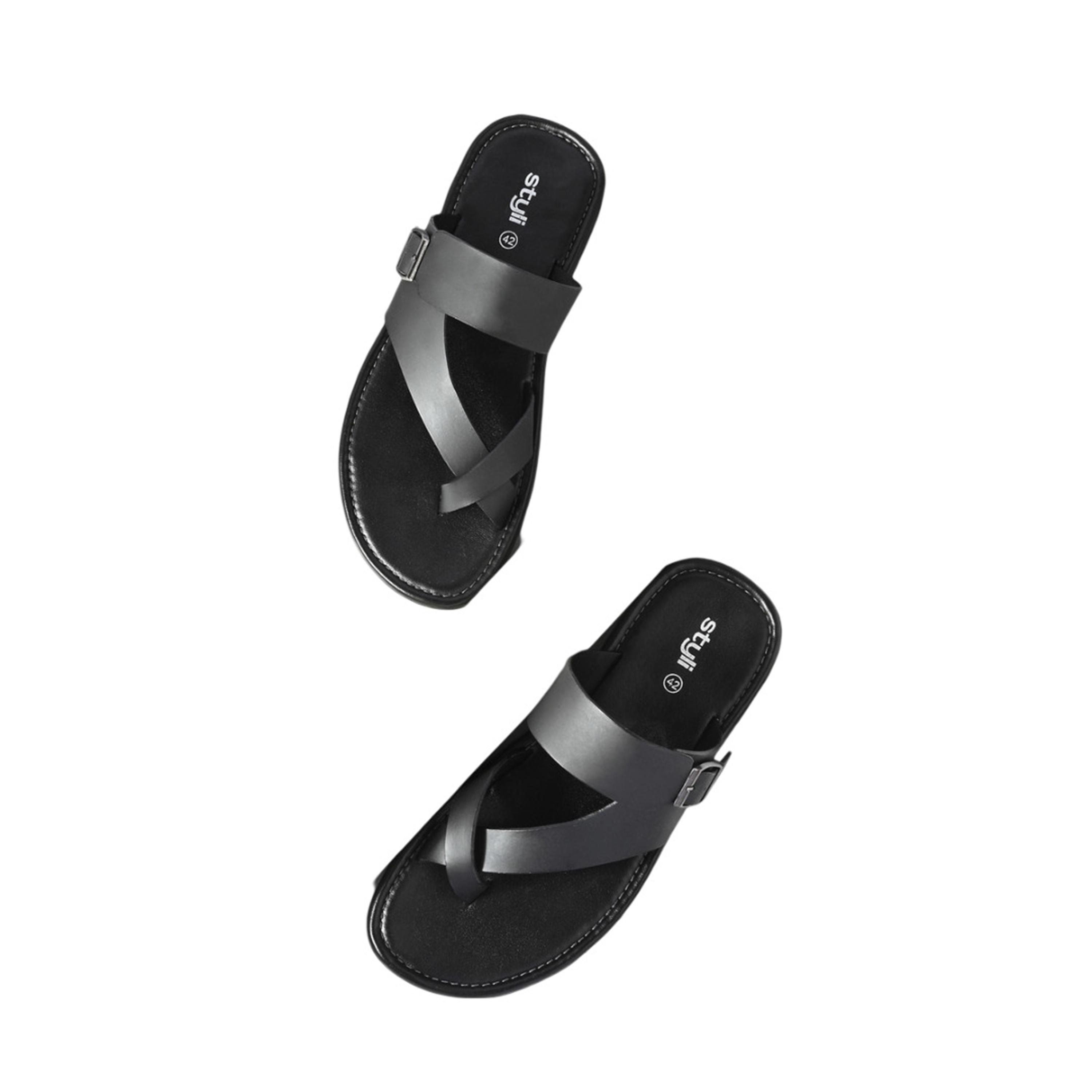 ستايلي - صندل مفتوح من الأمام مع مشبك وشريط رفيع-men-shoes-sandals-image-2