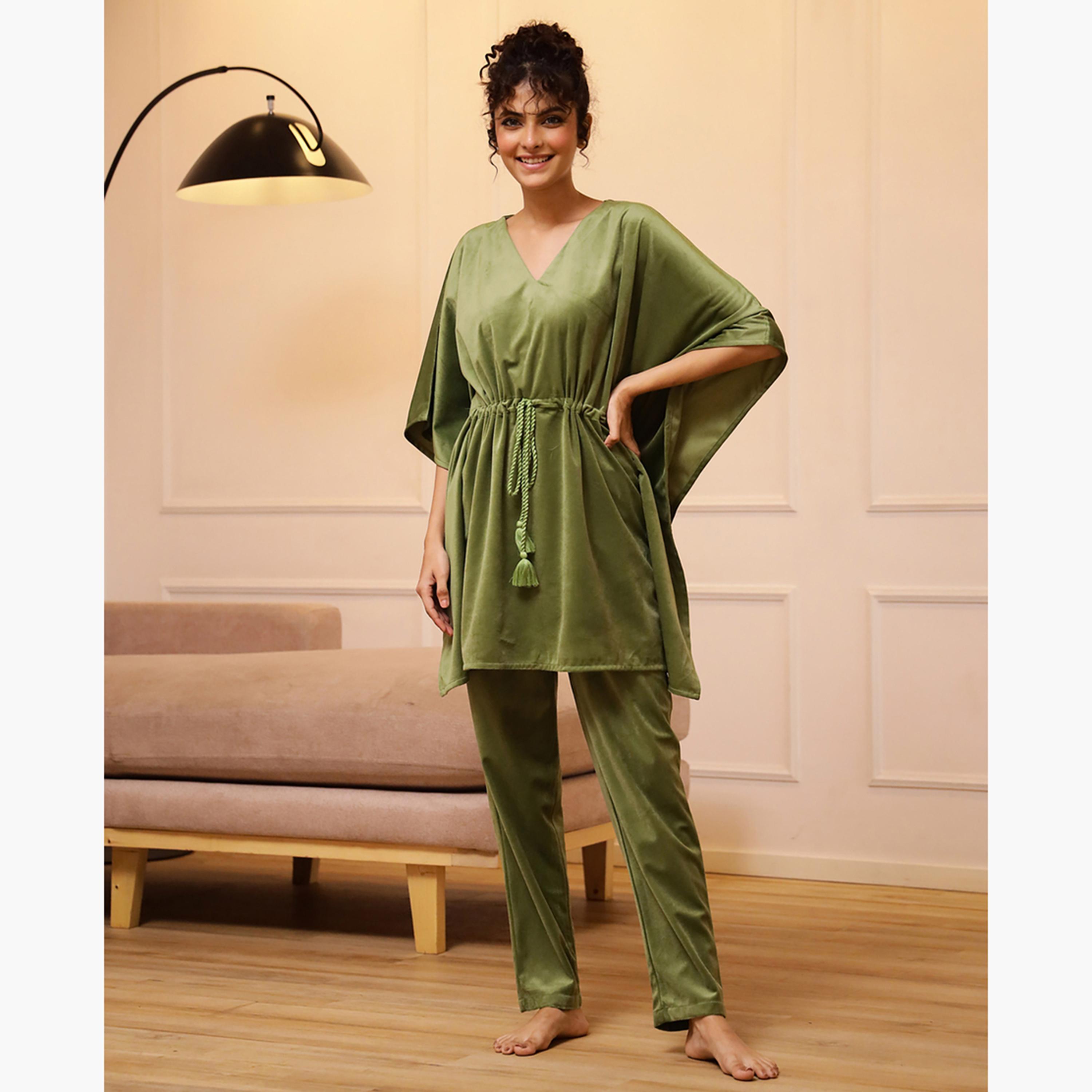 سانسكروتي هومز × ستايلي - طقم نوم للنساء من المخمل-women-clothing-nightwear-pyjamas-longsets-image-1