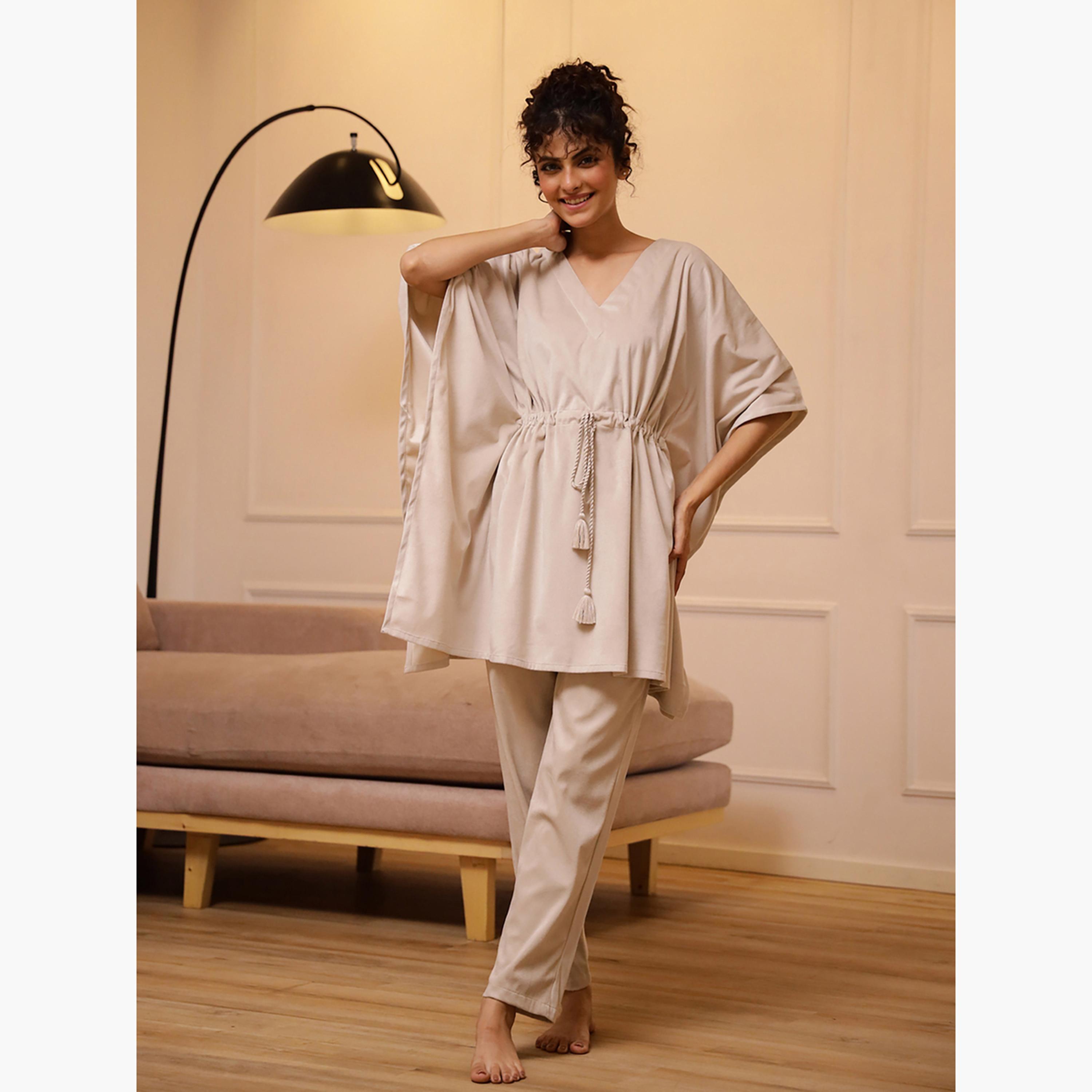 سانسكروتي هومز × ستايلي - طقم نوم للنساء من المخمل-women-clothing-nightwear-pyjamas-longsets-image-1