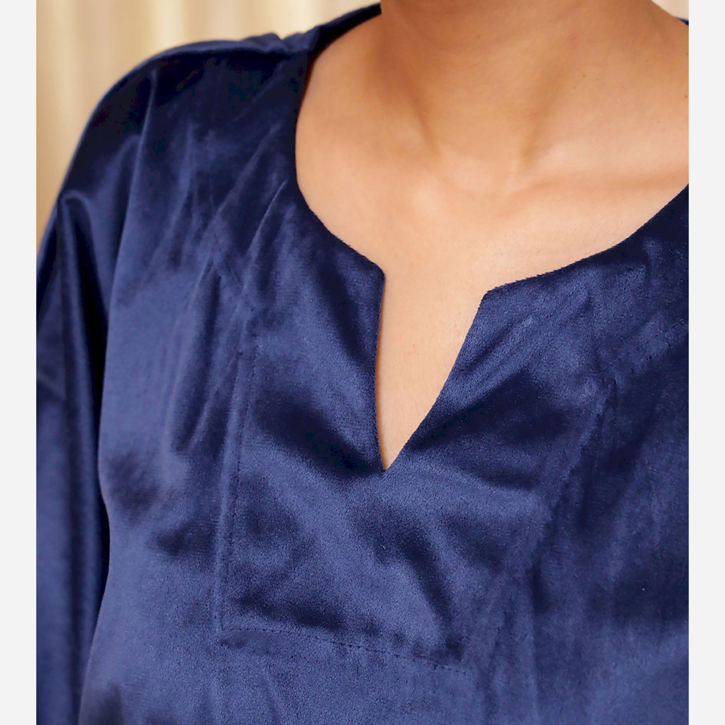 Sanskrutihomes X Styli Women Velvet Kaftan Nightdress-women-clothing-nightwear-nighties-image-5