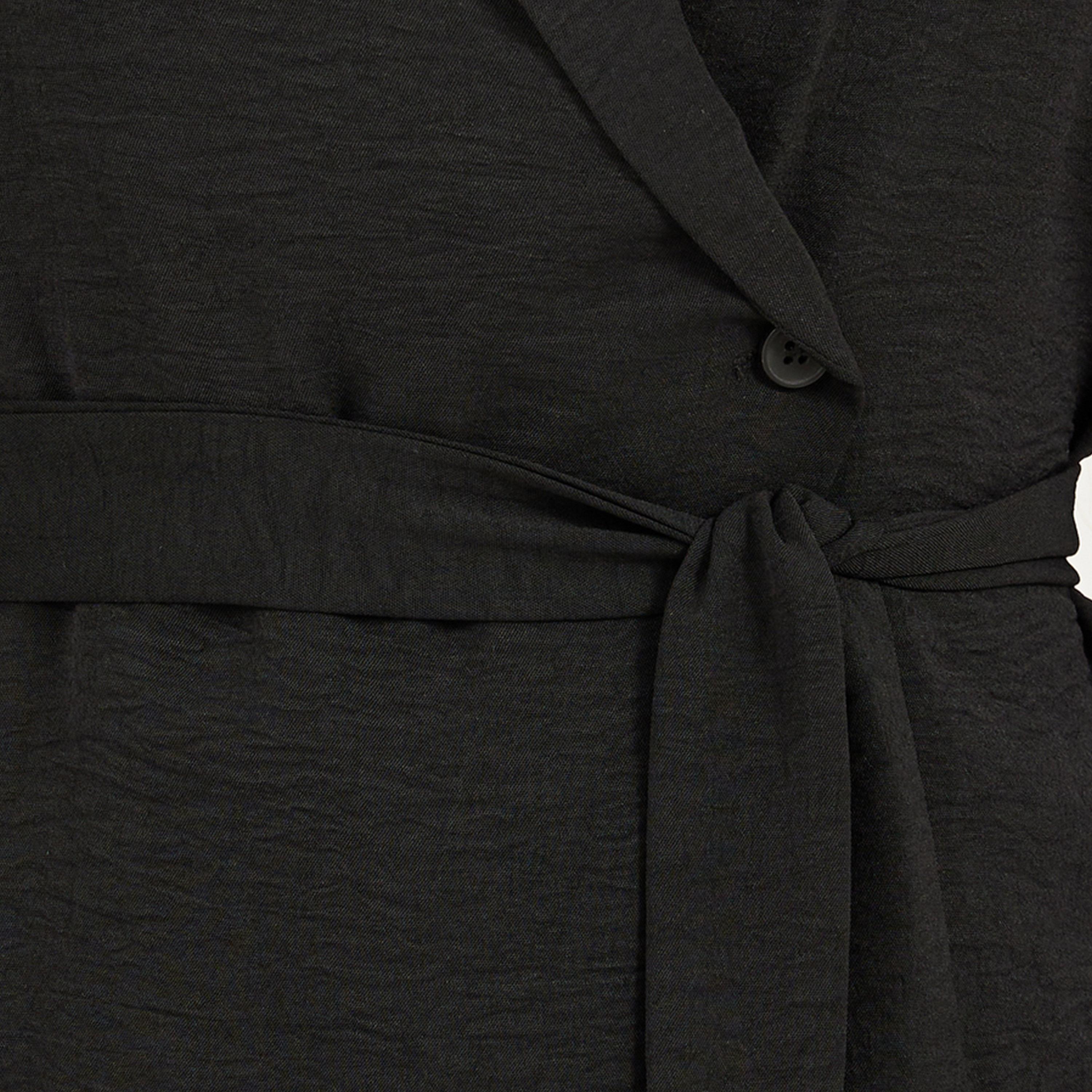 Styli Black Solid Wrap Belted Blouse-women-clothing-shirtsandblouses-blouses-image-3