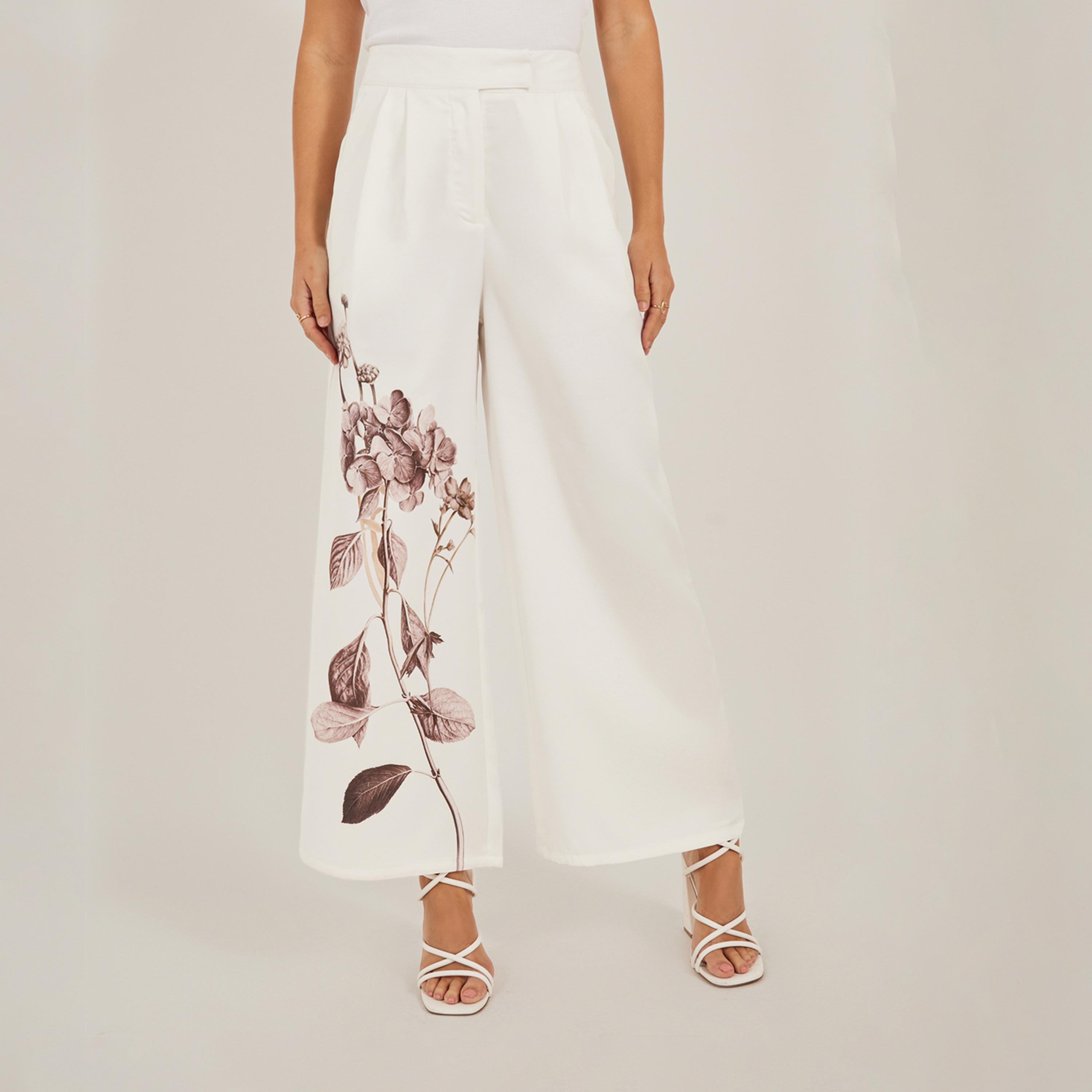 ستايلي - بنطال ذو ساق واسعة وطبعة زهور-women-clothing-bottoms-trousers-image-1