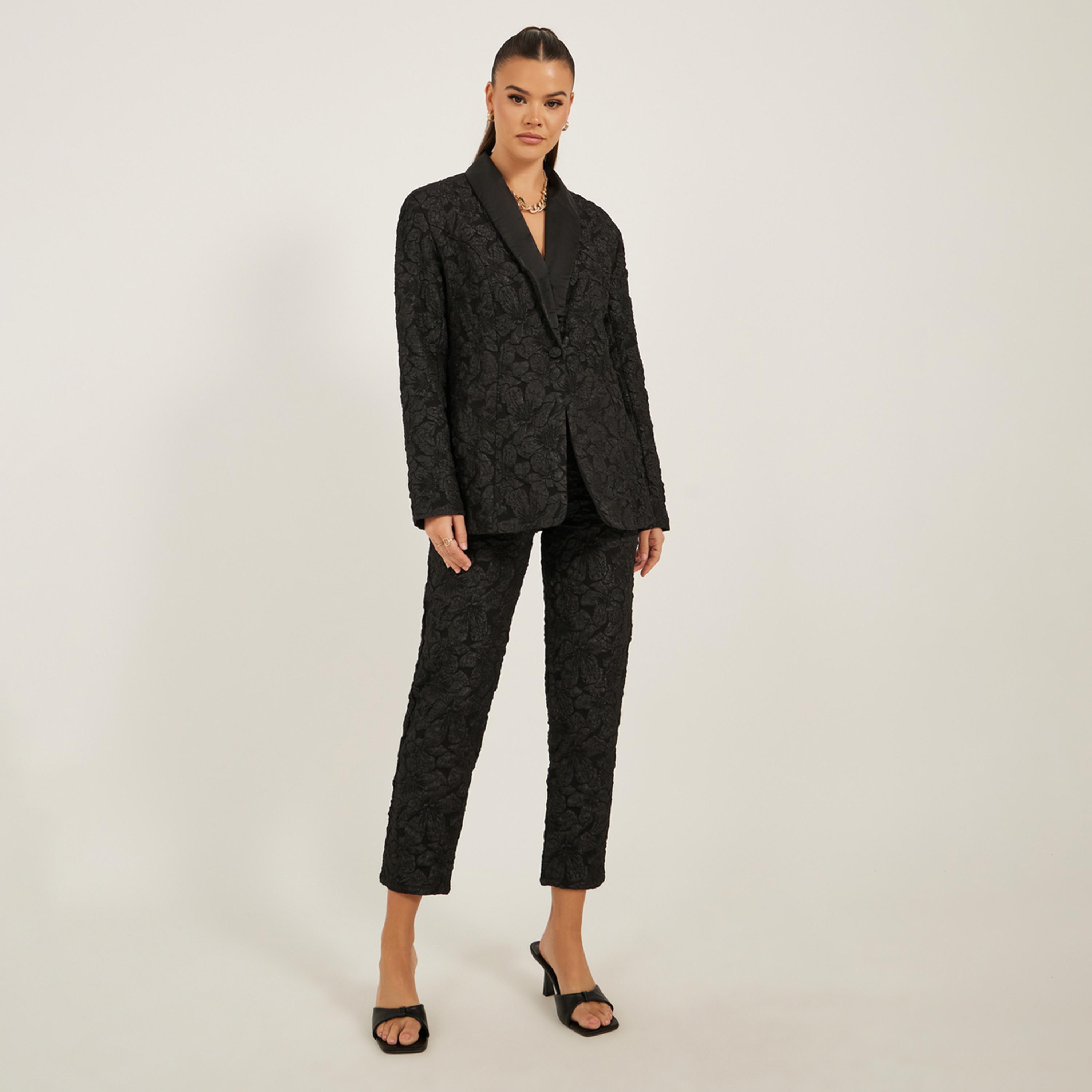 Styli Mid Rise Jacquard Tapered Leg Tailored Pants-women-clothing-bottoms-trousers-image-2