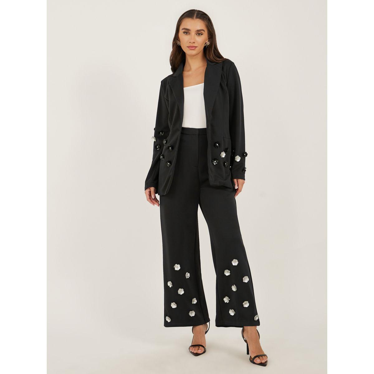 Styli Women Black Button Regular Fit Blazer-women-clothing-coatsandjackets-blazers-image-3