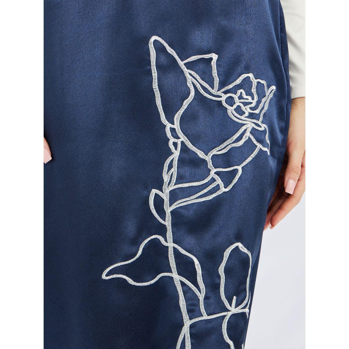 Styli Embroidered Straight Fit Satin Midi Skirt-women-clothing-bottoms-skirts-image-3