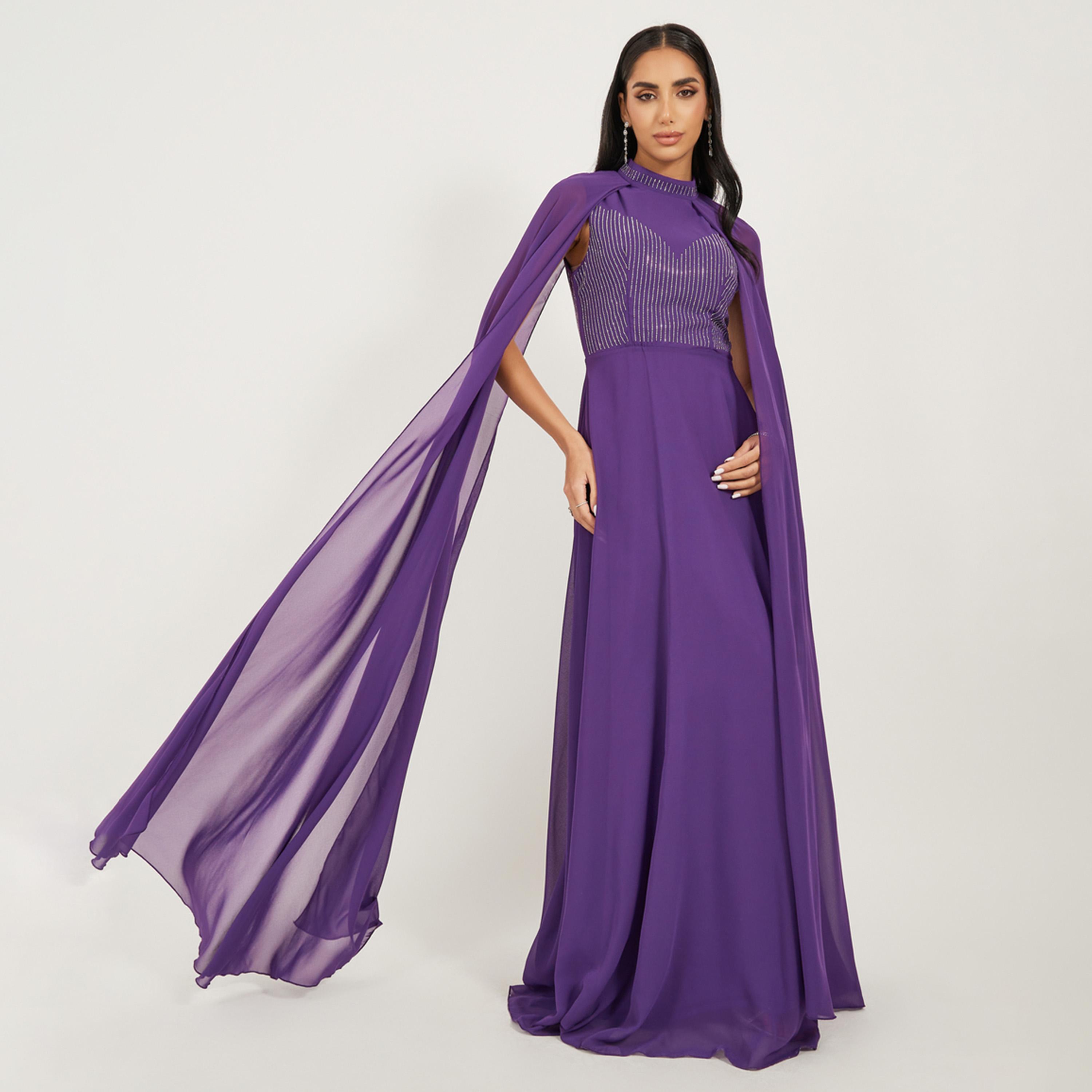 ستايلي - فستان ماكسي بأكمام واسعة وقصّة A-women-clothing-dresses-image-1