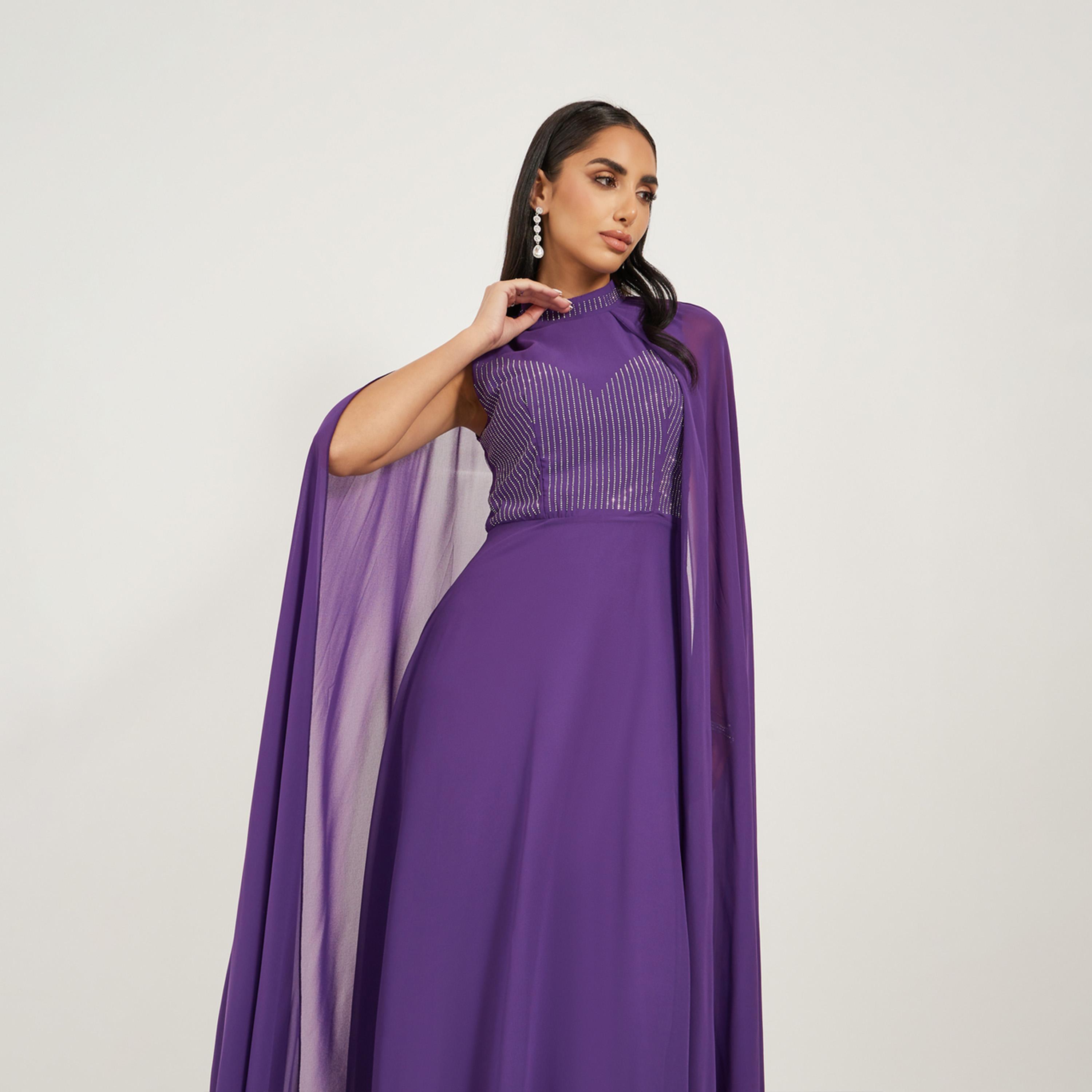 ستايلي - فستان ماكسي بأكمام واسعة وقصّة A-women-clothing-dresses-image-3