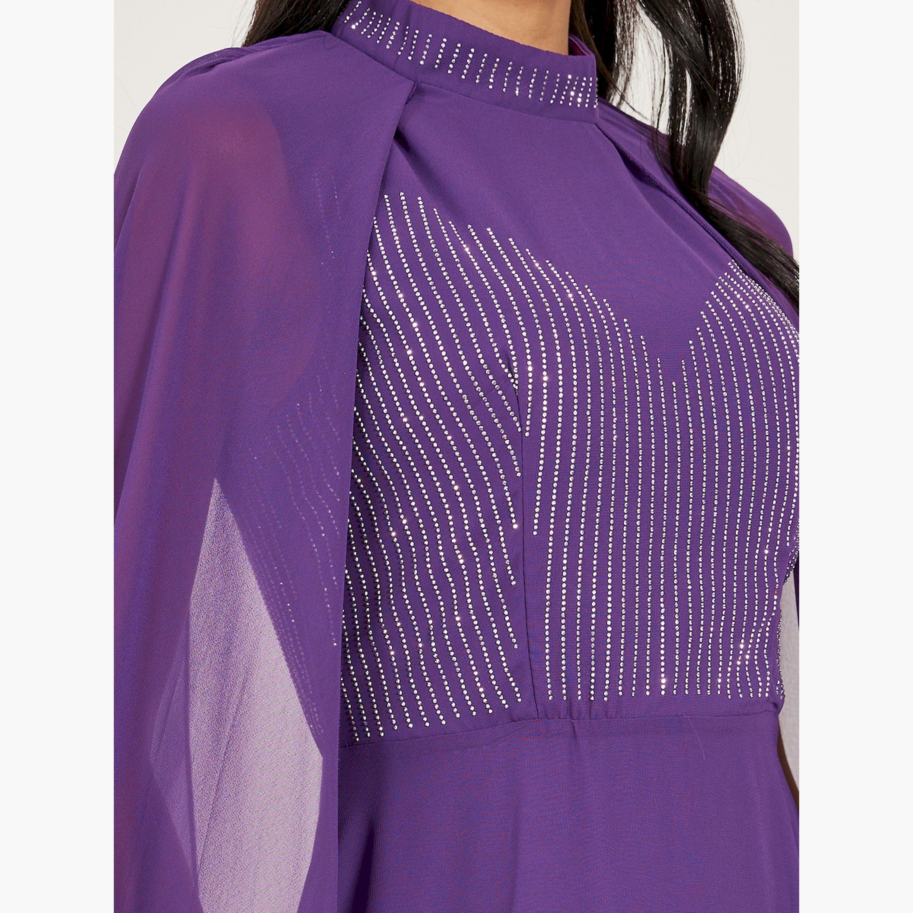 ستايلي - فستان ماكسي بأكمام واسعة وقصّة A-women-clothing-dresses-image-4