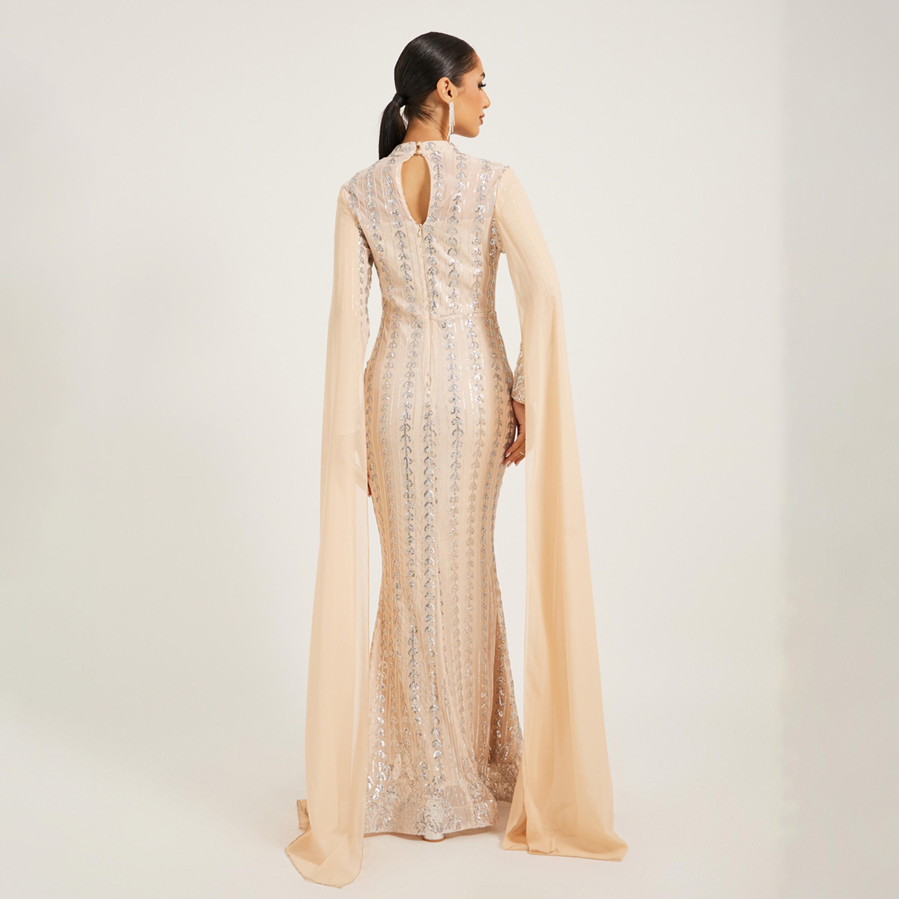 ستايلي - فستان ماكسي مزين بقصة A بأكمام طويلة-women-clothing-dresses-image-5