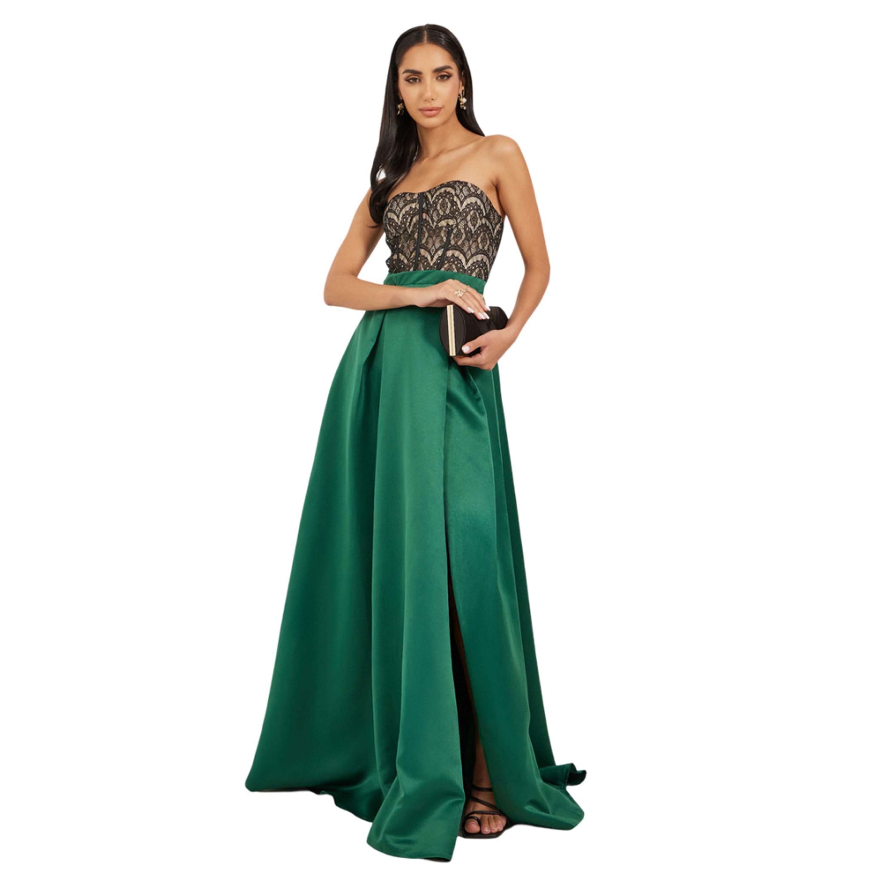 Styli Embroidered Satin Strapless A-Line Maxi Dress-women-clothing-dresses-image-1