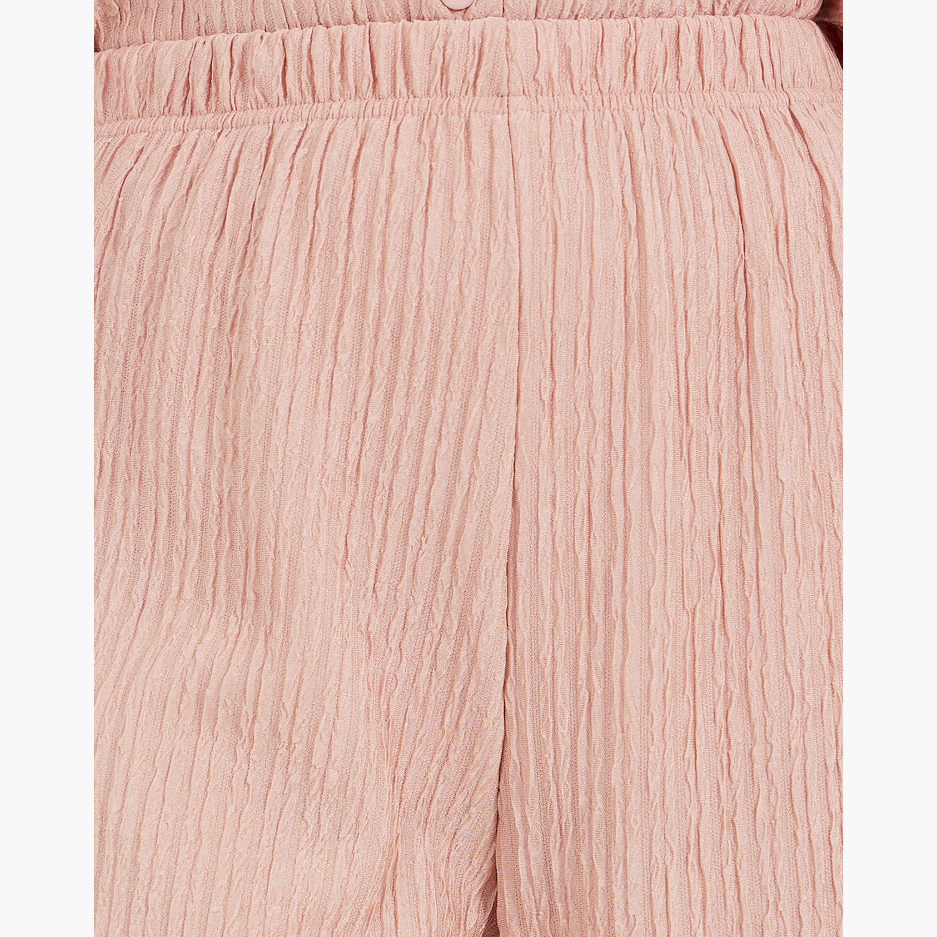 ستايلي - بنطال واسع الساق بخصر متوسط الارتفاع مع حزام خصر مطاطي-women-clothing-bottoms-trousers-image-3