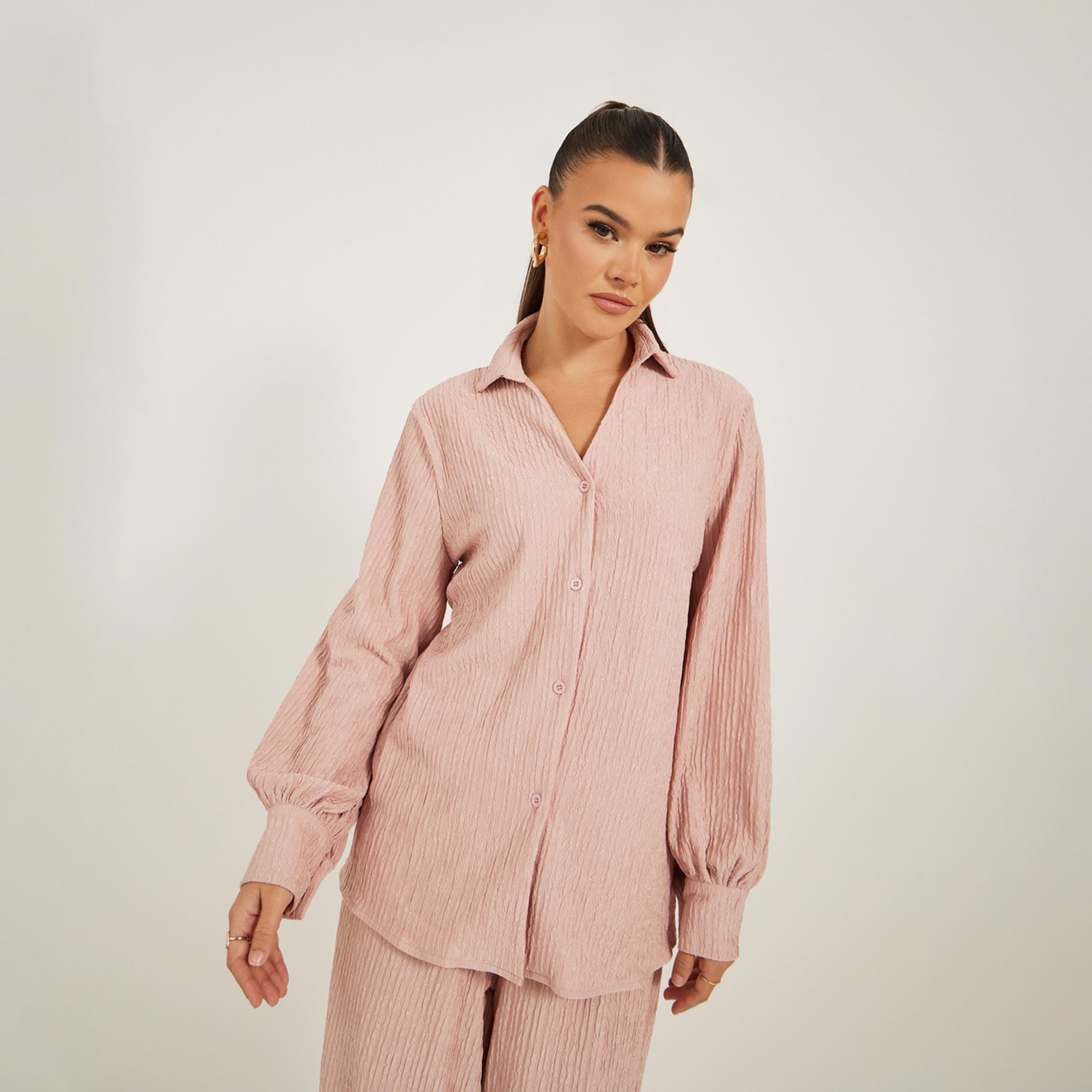ستايلي - قميص بياقة واسعة وأكمام منفوخة-women-clothing-shirtsandblouses-shirts-image-1