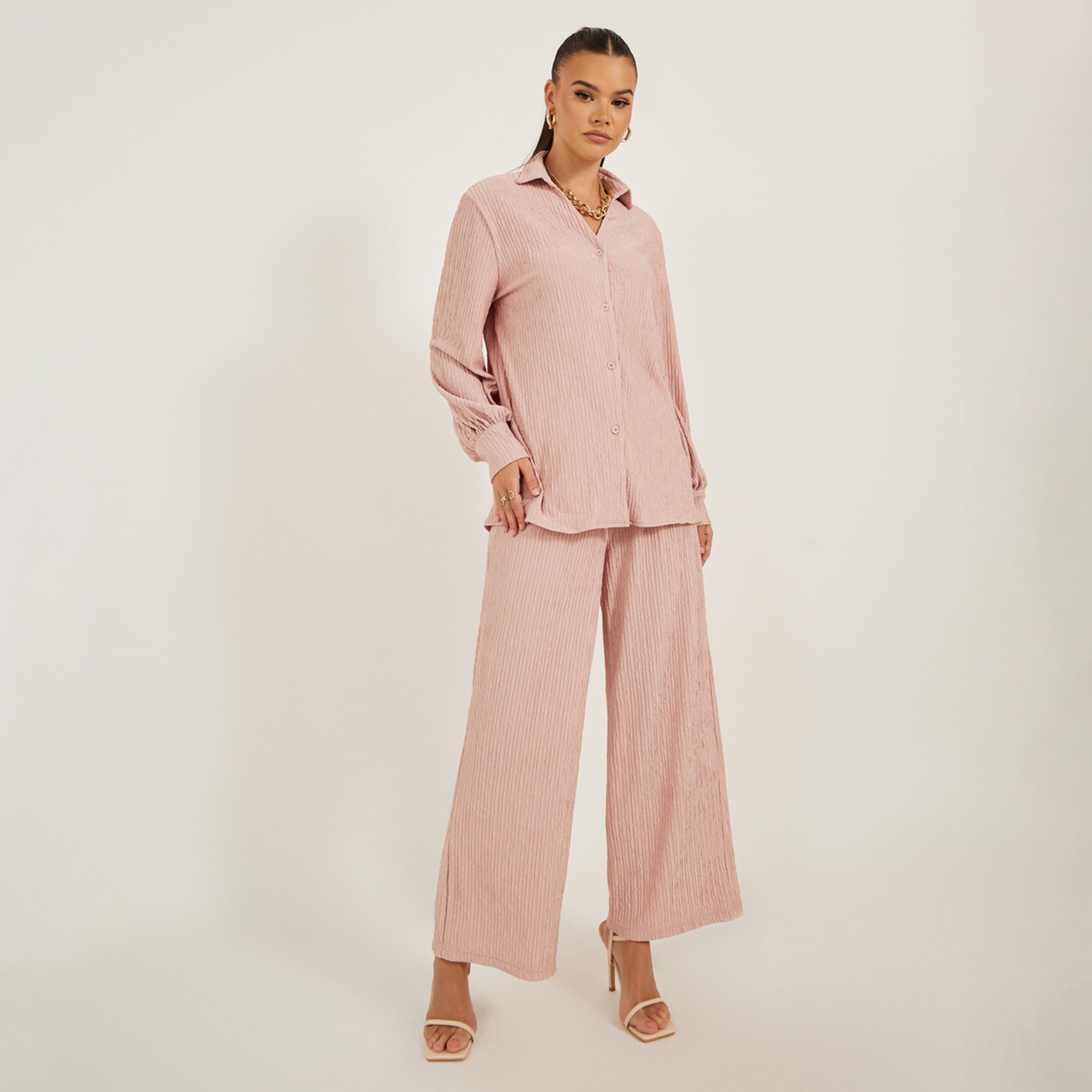 Styli Textured Balloon Sleeve Spread Collar Shirt-women-clothing-shirtsandblouses-shirts-image-3