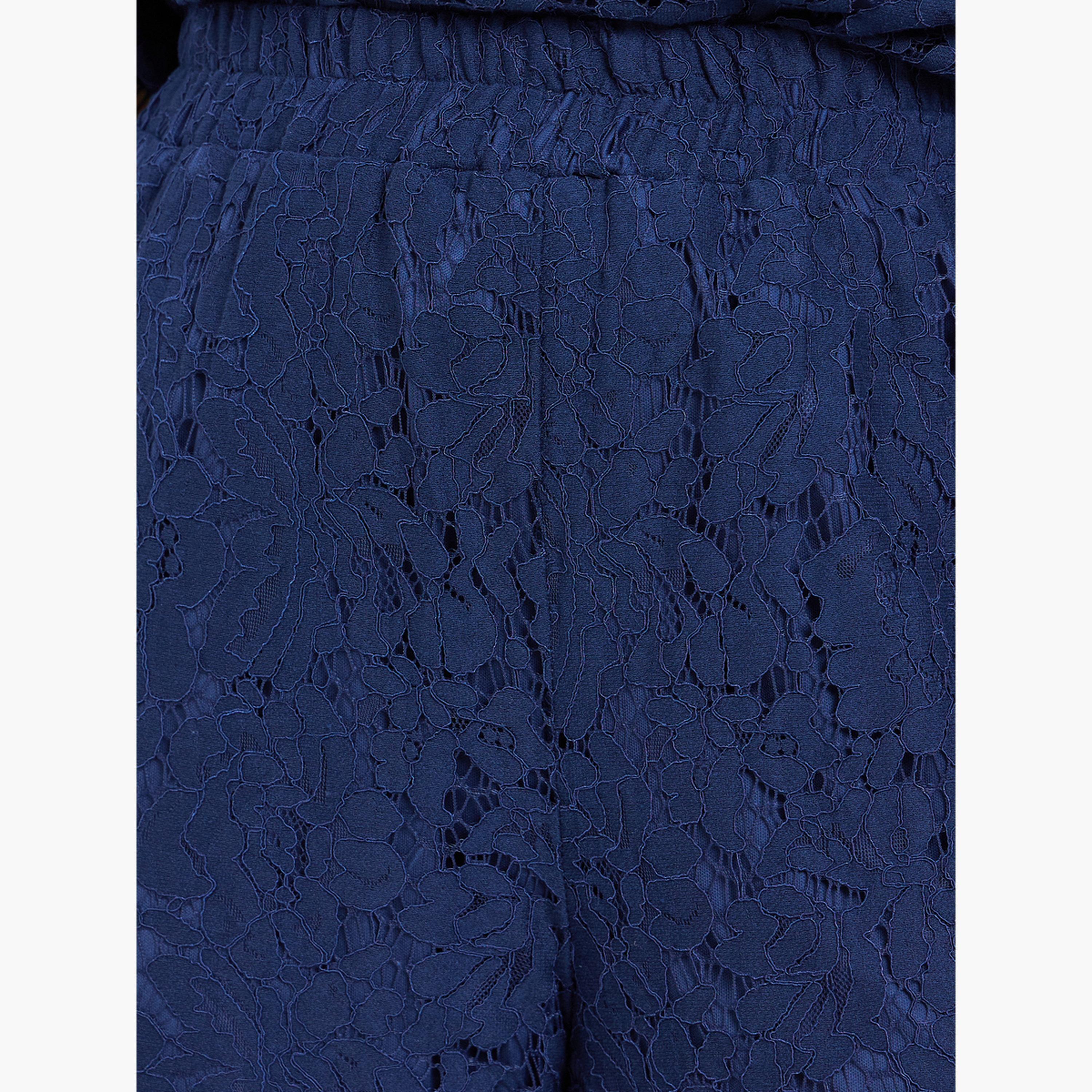 ستايلي - بنطال واسع الساق من الدانتيل لون ازرق داكن-women-clothing-bottoms-trousers-image-3
