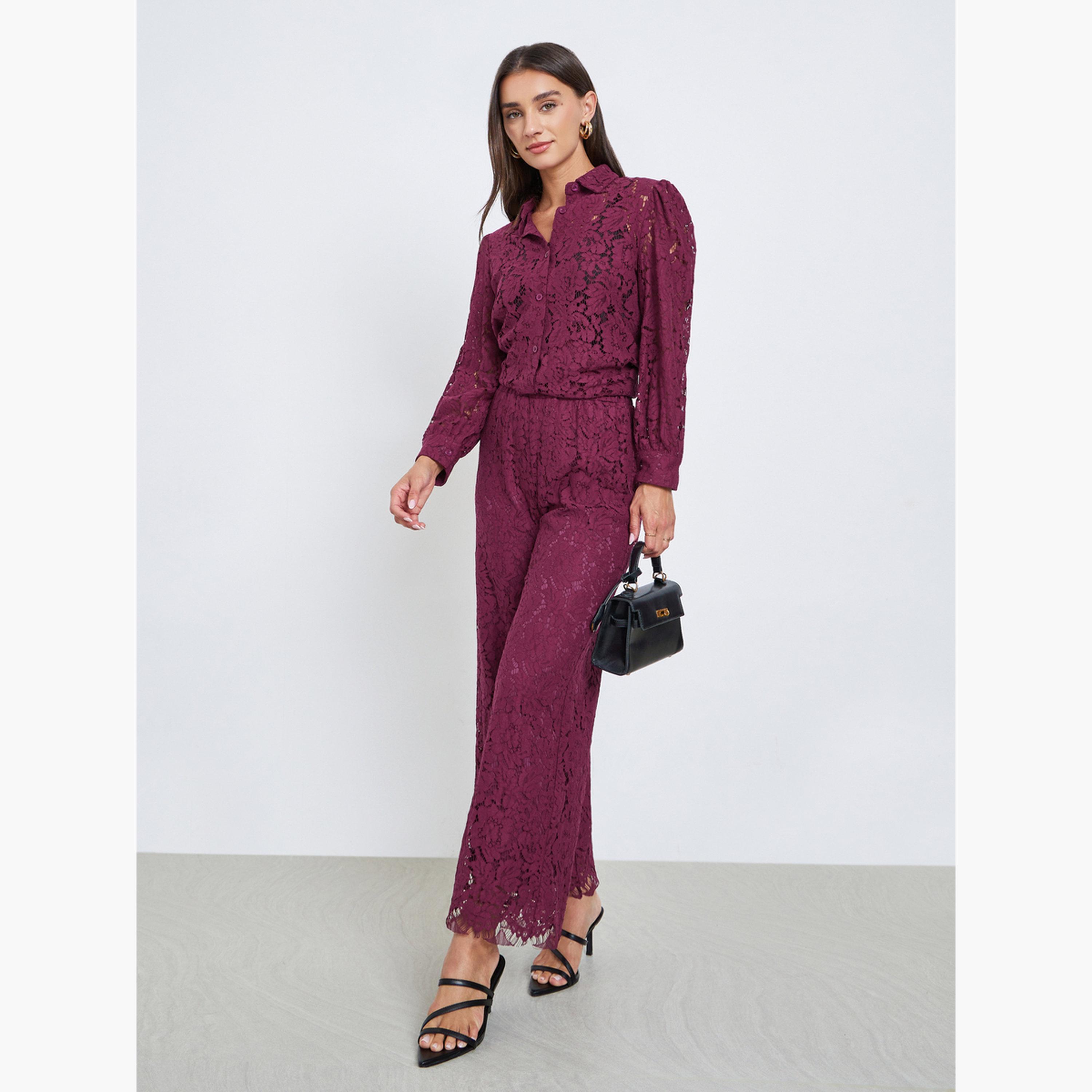 Styli Textured Balloon Sleeve Lace Shirt-women-clothing-shirtsandblouses-blouses-image-2