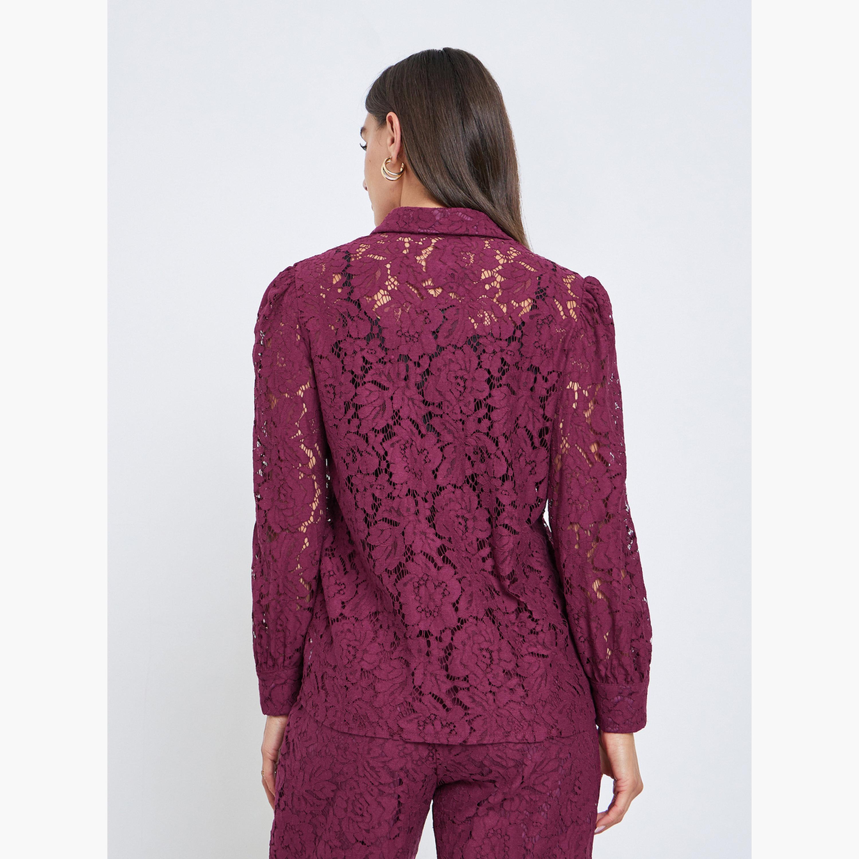 Styli Textured Balloon Sleeve Lace Shirt-women-clothing-shirtsandblouses-blouses-image-4