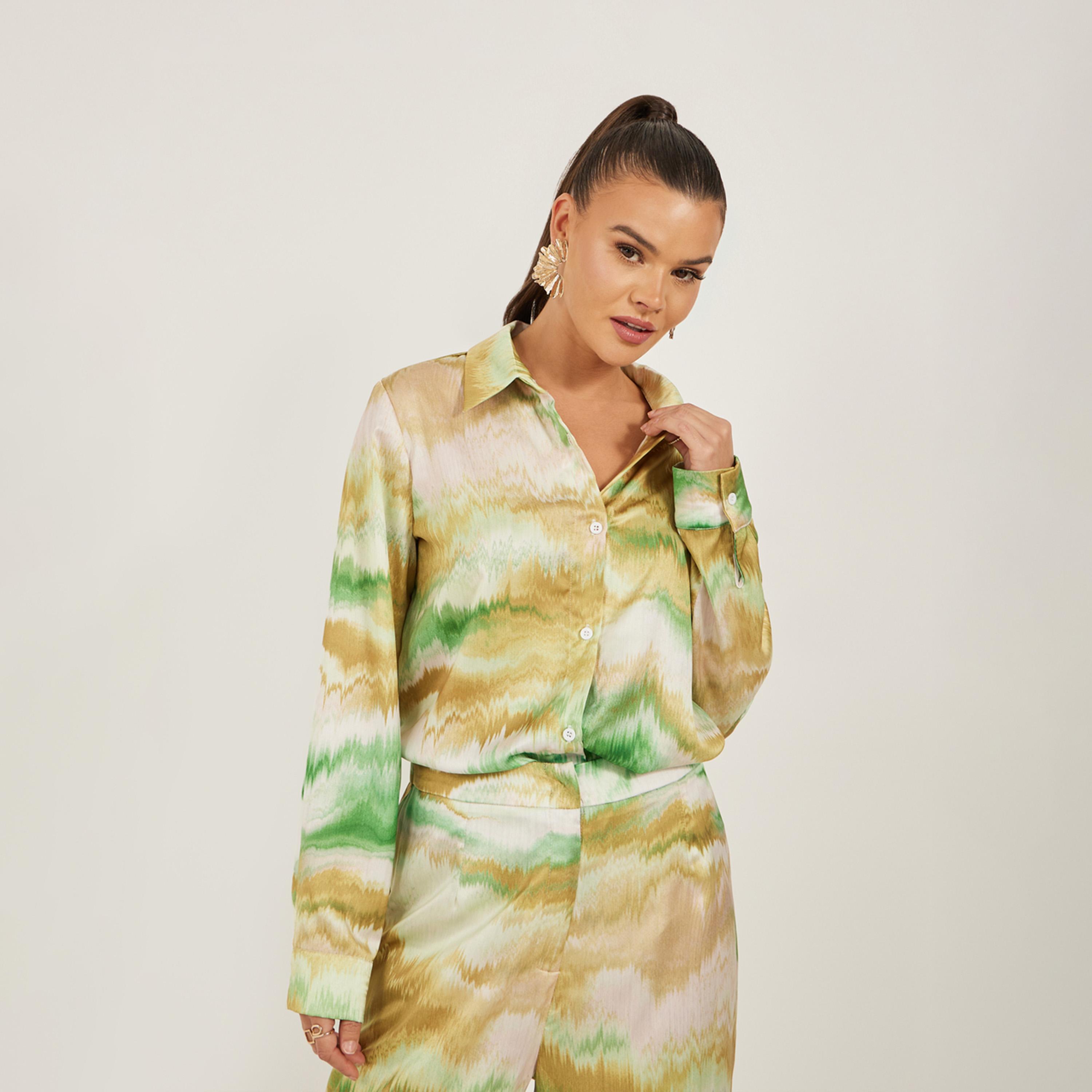 Styli Ombre Print Buttoned Oversized Shirt-women-clothing-shirtsandblouses-shirts-image-1