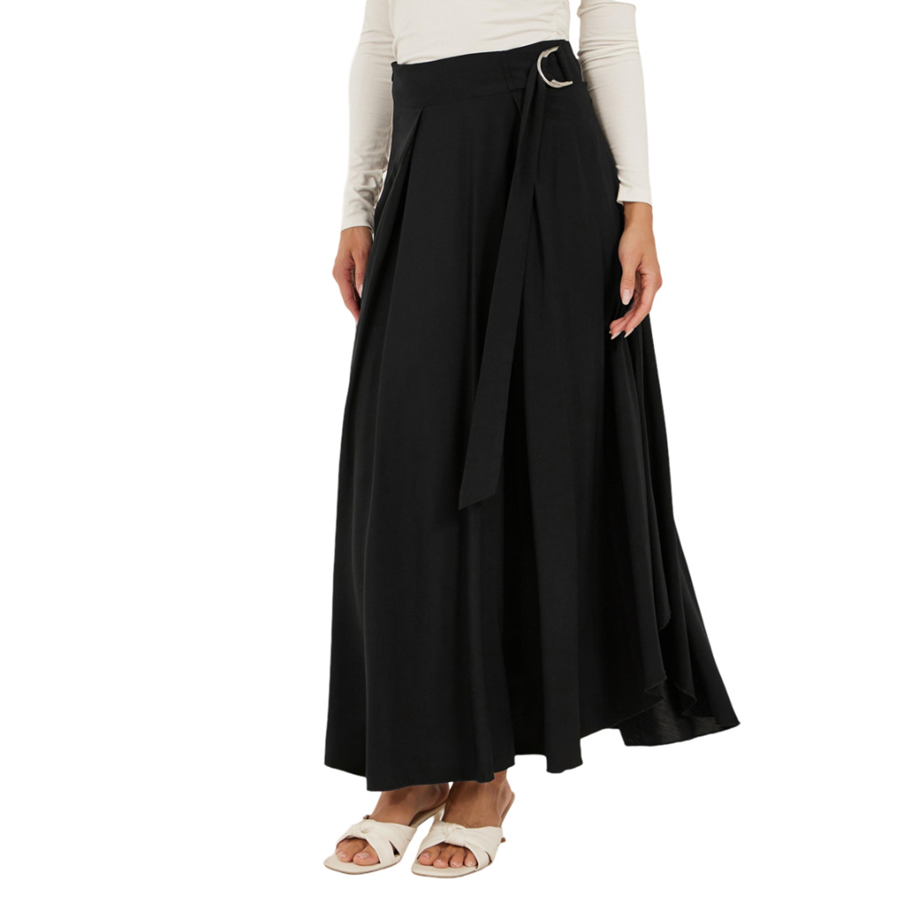 ستايلي - فستان ماكسي بخصر مرتفع وثنيات وقصة A-women-clothing-bottoms-skirts-image-2