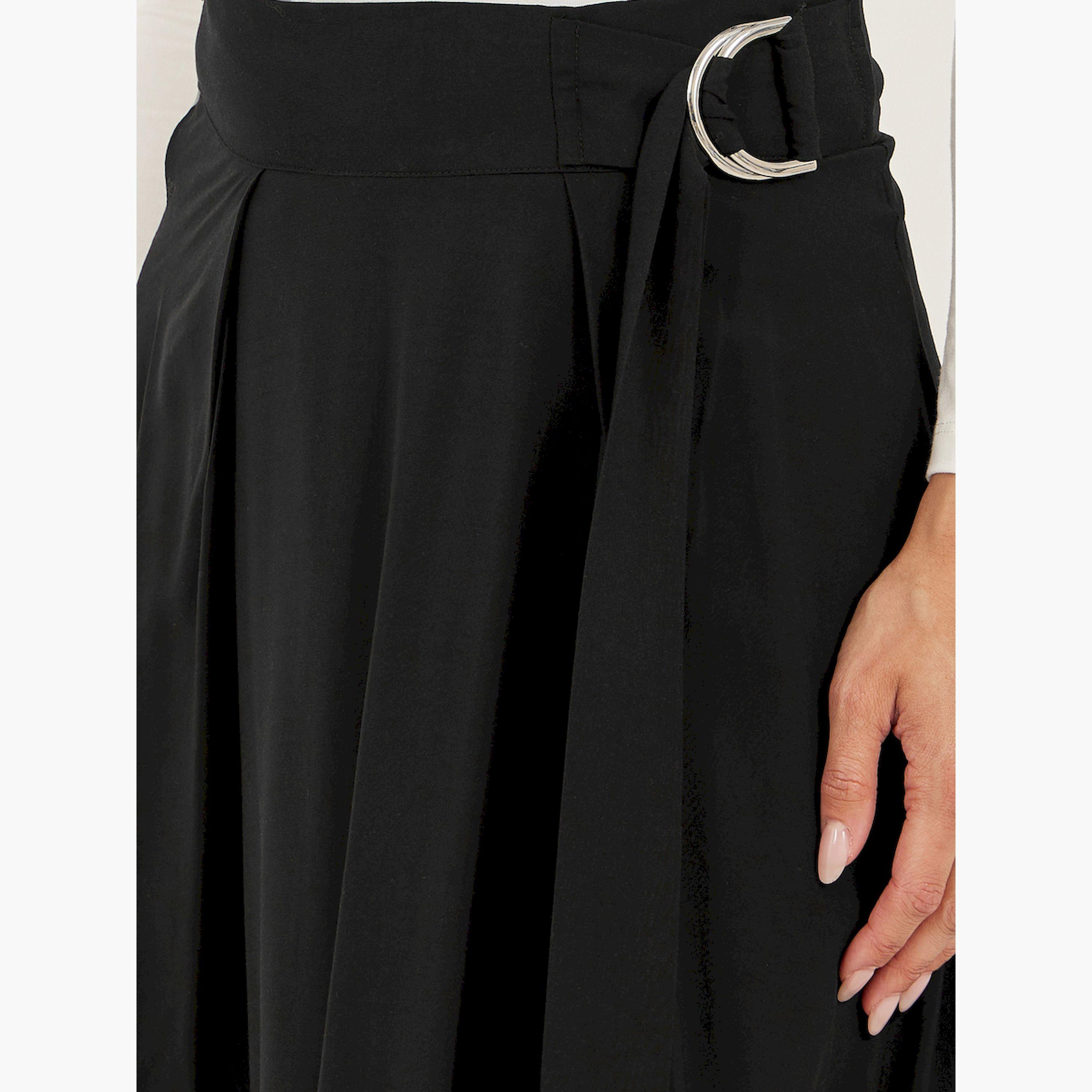 ستايلي - فستان ماكسي بخصر مرتفع وثنيات وقصة A-women-clothing-bottoms-skirts-image-3
