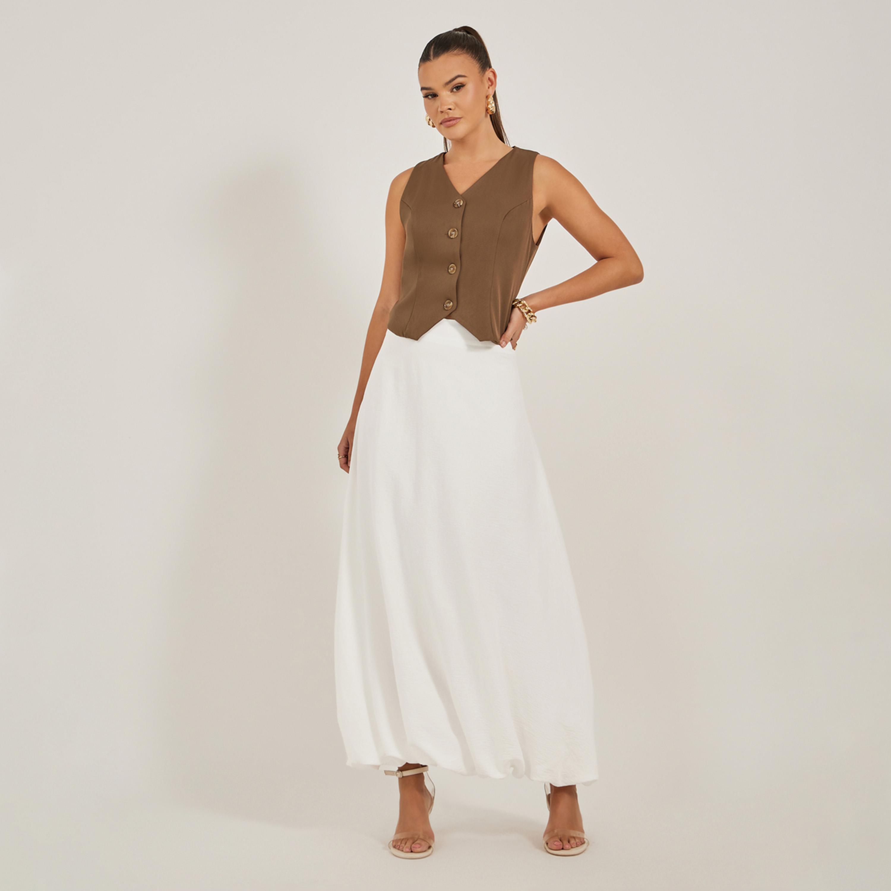 Styli Solid Mid-Rise Balloon Hem Maxi Skirt-women-clothing-bottoms-skirts-image-2