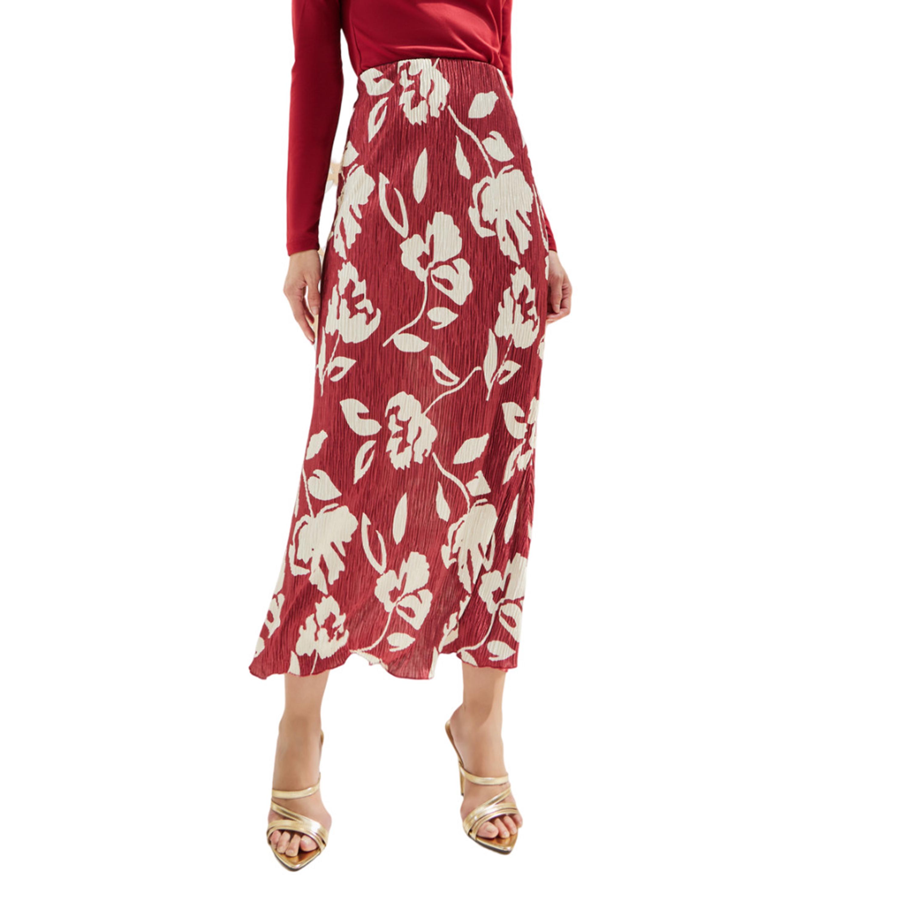 ستايلي - بلوزة بأكمام طويلة مع تنورة مطبوعة بالزهور-women-clothing-coordsets-image-3