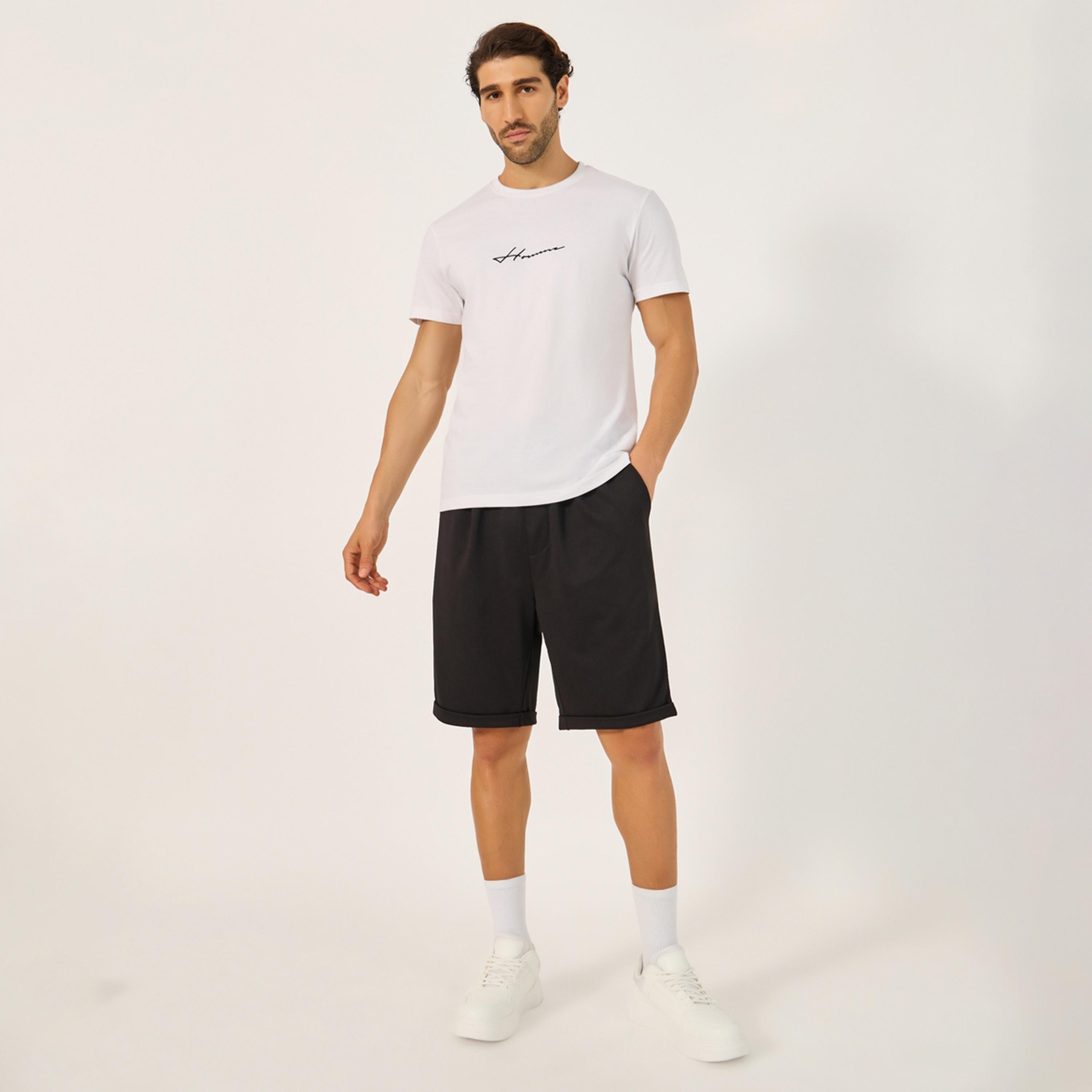 Styli Solid Turn-Up Hem Shorts-men-clothing-bottoms-shorts-image-2