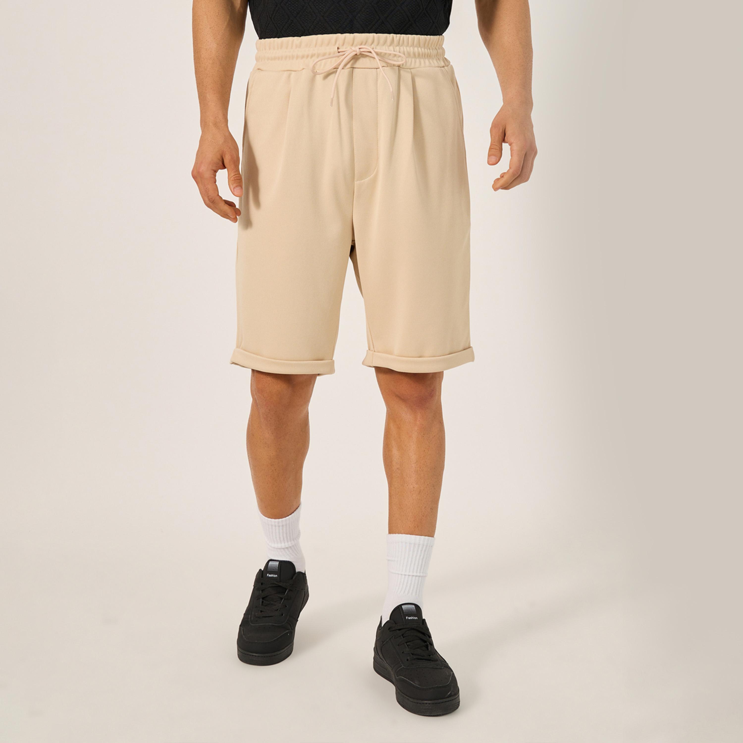 ستايلي - شورت سادة بحافة مطوية-men-clothing-bottoms-shorts-image-4