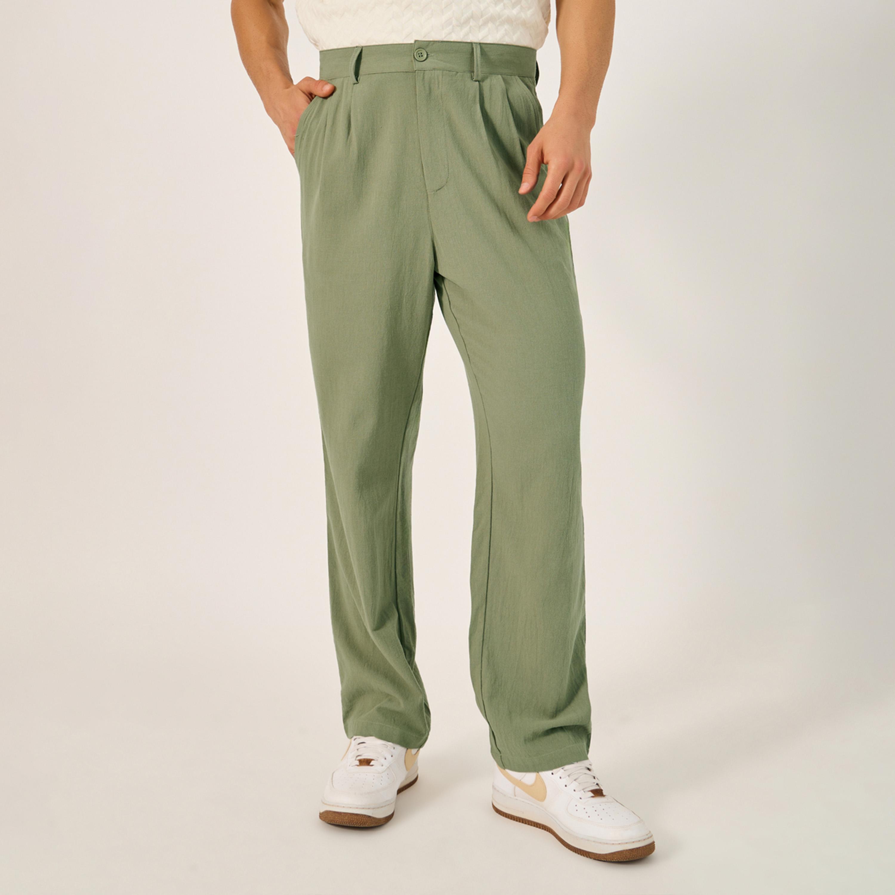 ستايلي - بنطال كسرات بقصة مريحة-men-clothing-bottoms-trousersandchinos-trousers-image-1