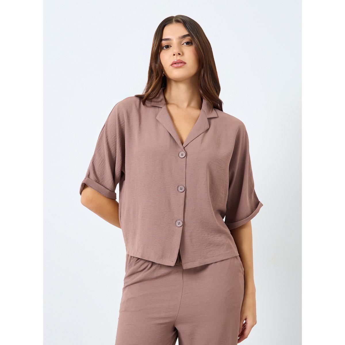 طقم منسق من بنطال وبلوزة بقصة بوكسي-women-clothing-coordsets-image-2