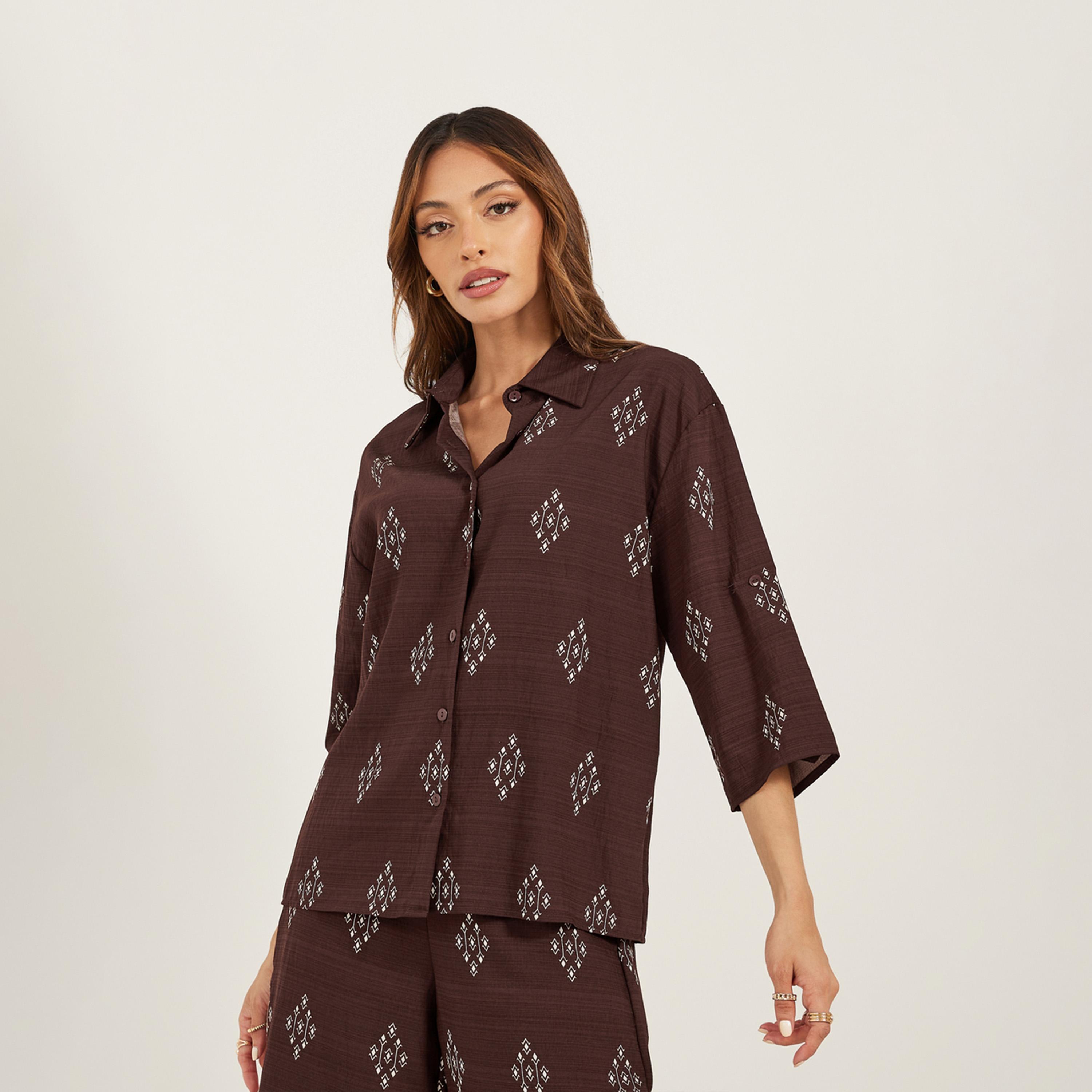Styli Button Details Belted Shirt and Trouser Co-Ord Set-women-clothing-coordsets-image-2