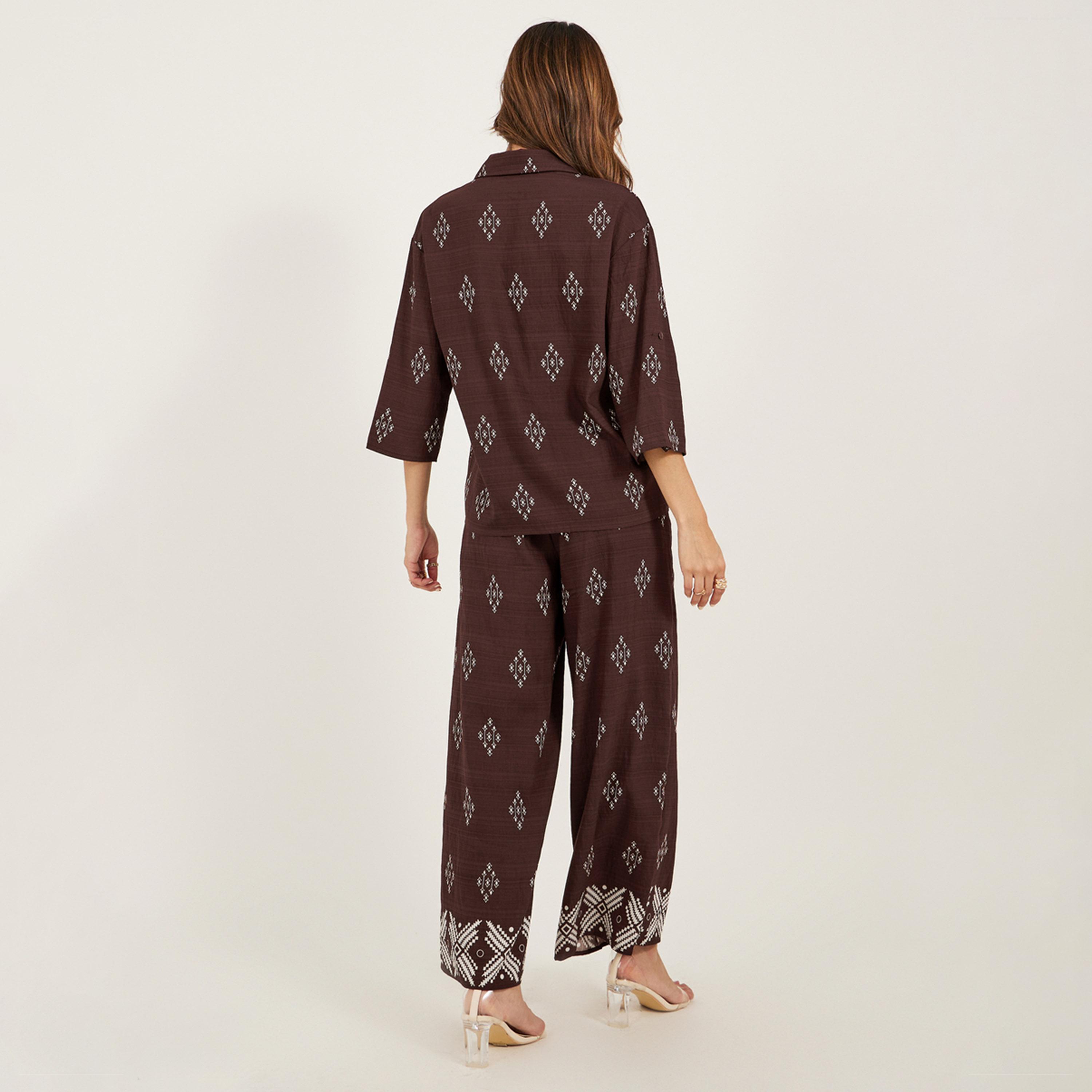 Styli Button Details Belted Shirt and Trouser Co-Ord Set-women-clothing-coordsets-image-7